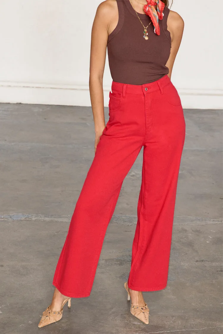 Red Denim Scallop Jeans sold by Never Fully Dressed product image thumbnail 2