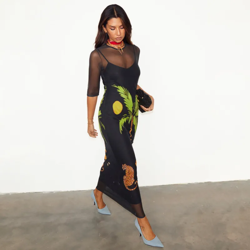 Black Ibiza Mesh Izzy Dress Petite made by Never Fully Dressed