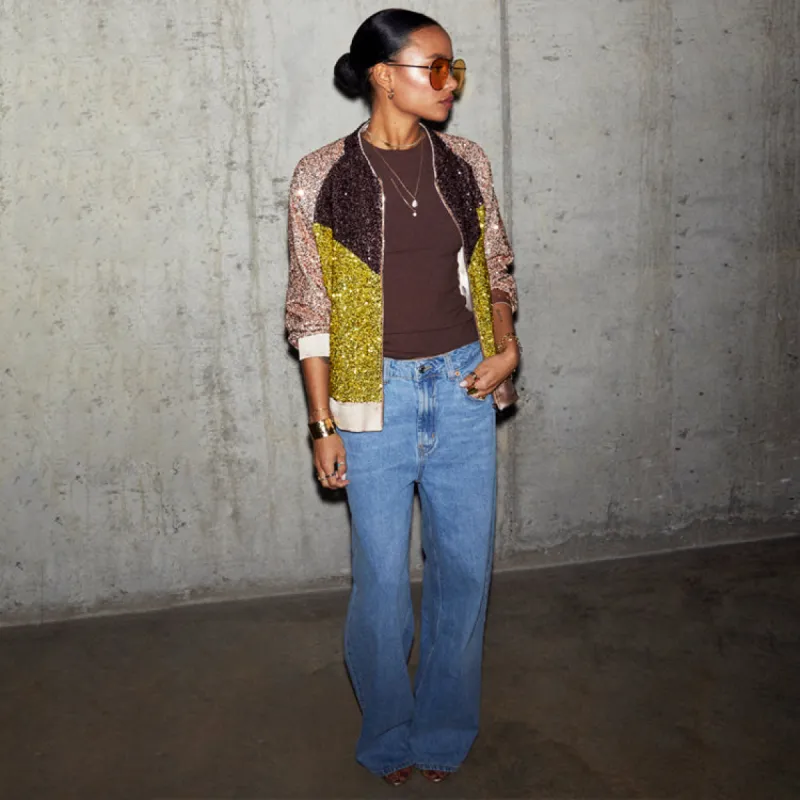 Sequin Mix Bomber sold by Never Fully Dressed