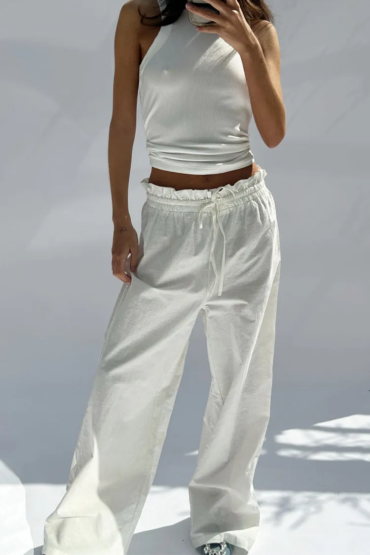 White Cotton Linen Demi Trouser sold by Never Fully Dressed product image thumbnail 3