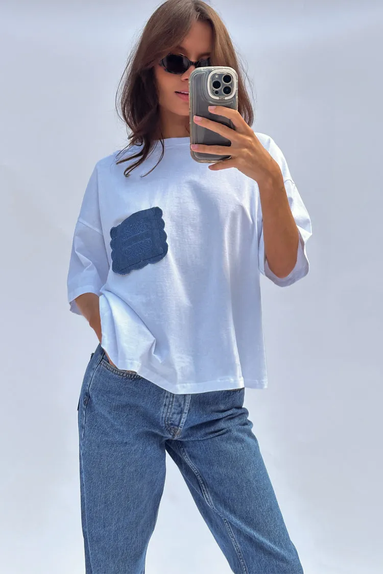 White Denim Pocket T-shirt sold by Never Fully Dressed product image thumbnail 2