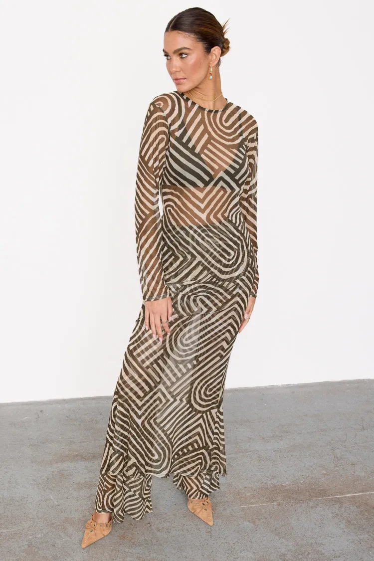 Khaki Geo Mesh Dress sold by Never Fully Dressed product image thumbnail 3