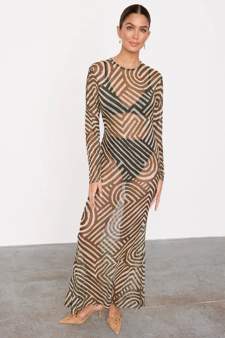 Khaki Geo Mesh Dress sold by Never Fully Dressed product image thumbnail 4