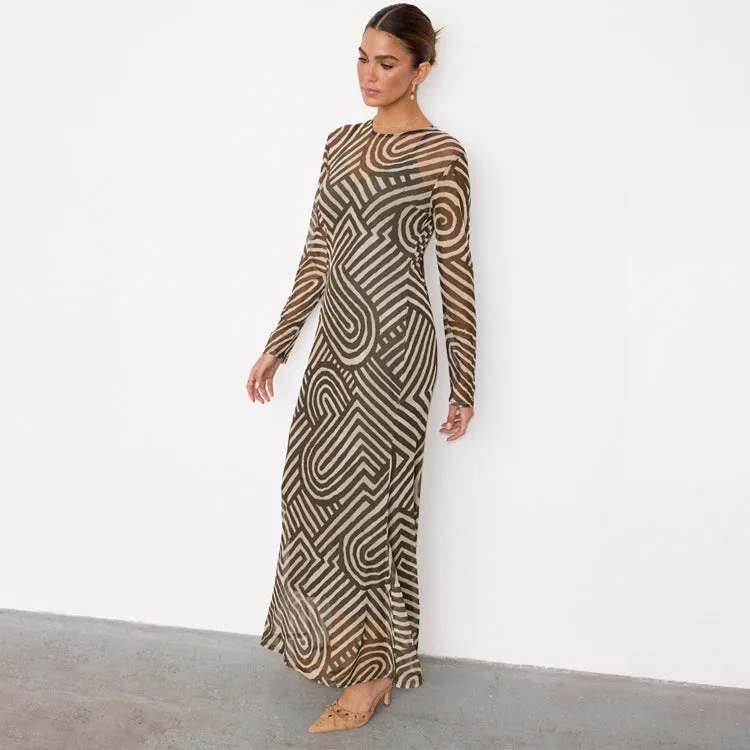 Khaki Geo Mesh Dress sold by Never Fully Dressed