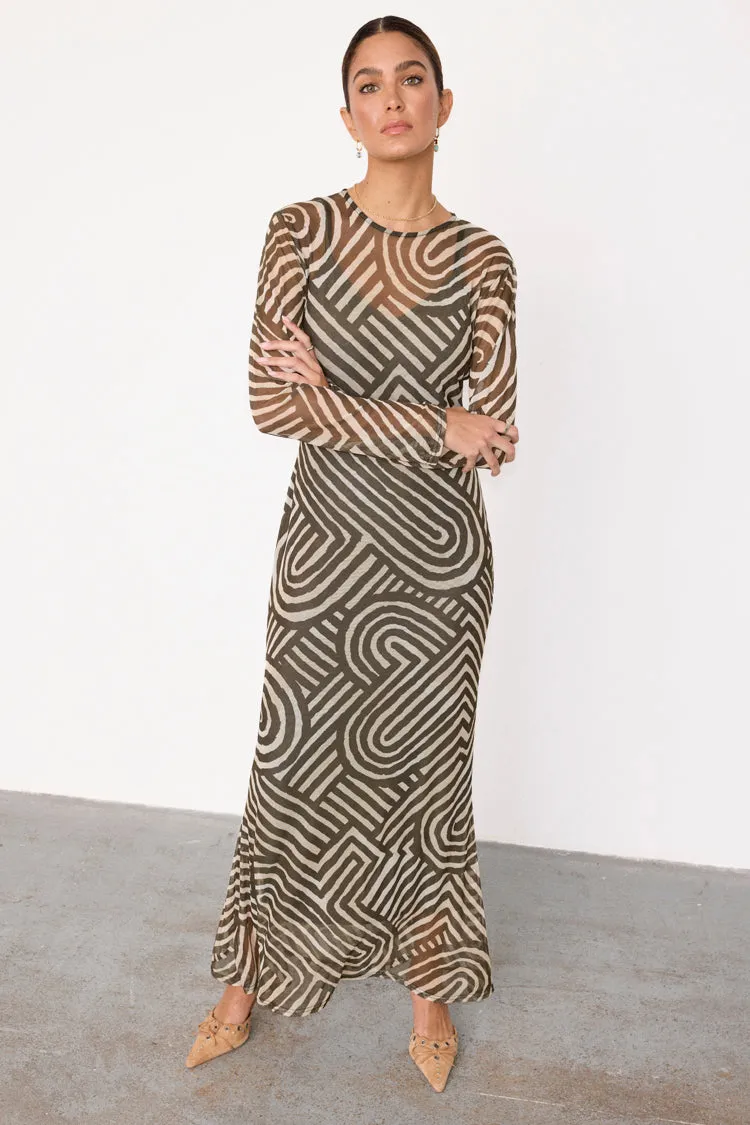 Khaki Geo Mesh Dress sold by Never Fully Dressed product image thumbnail 5