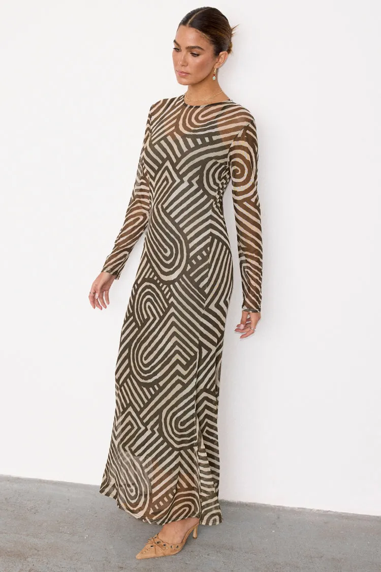 Khaki Geo Mesh Dress sold by Never Fully Dressed product image thumbnail 2