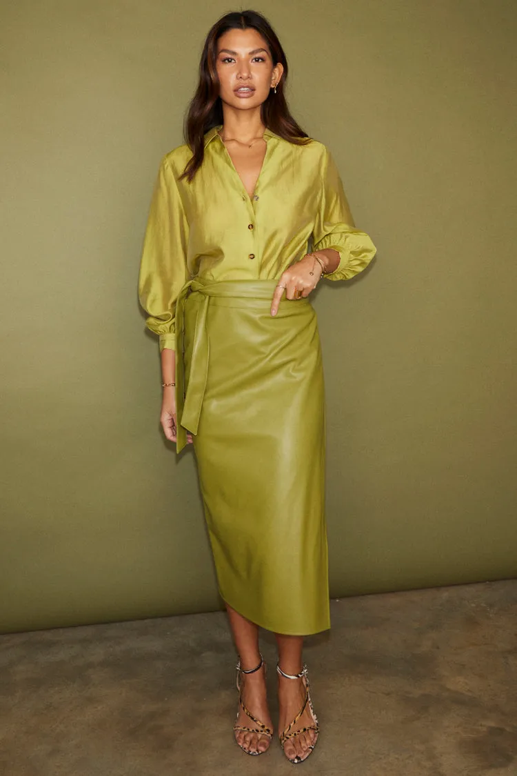 Lime Vegan Leather Jaspre Skirt sold by Never Fully Dressed product image thumbnail 4