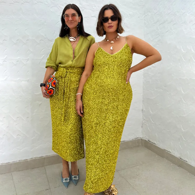 Lime Sequin Slip Dress sold by Never Fully Dressed