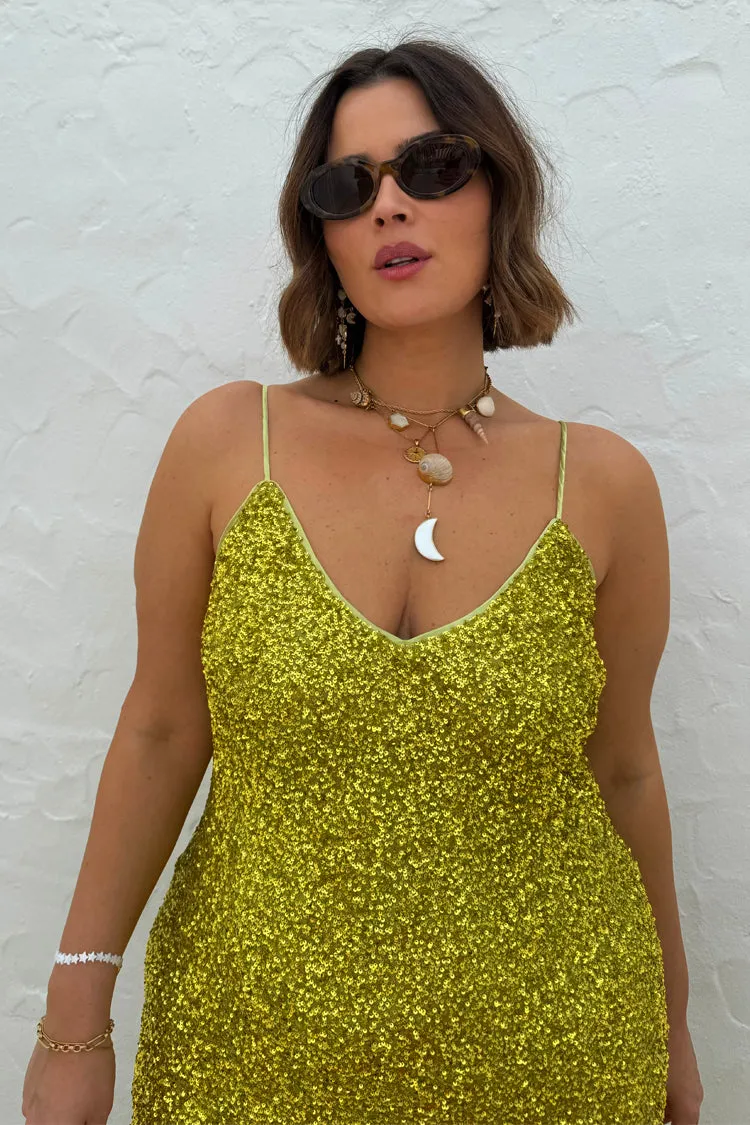 Lime Sequin Slip Dress sold by Never Fully Dressed product image thumbnail 5