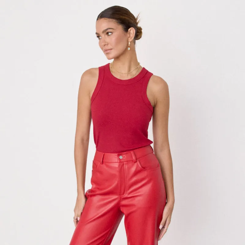 Deep Red Rib Tank Top sold by Never Fully Dressed