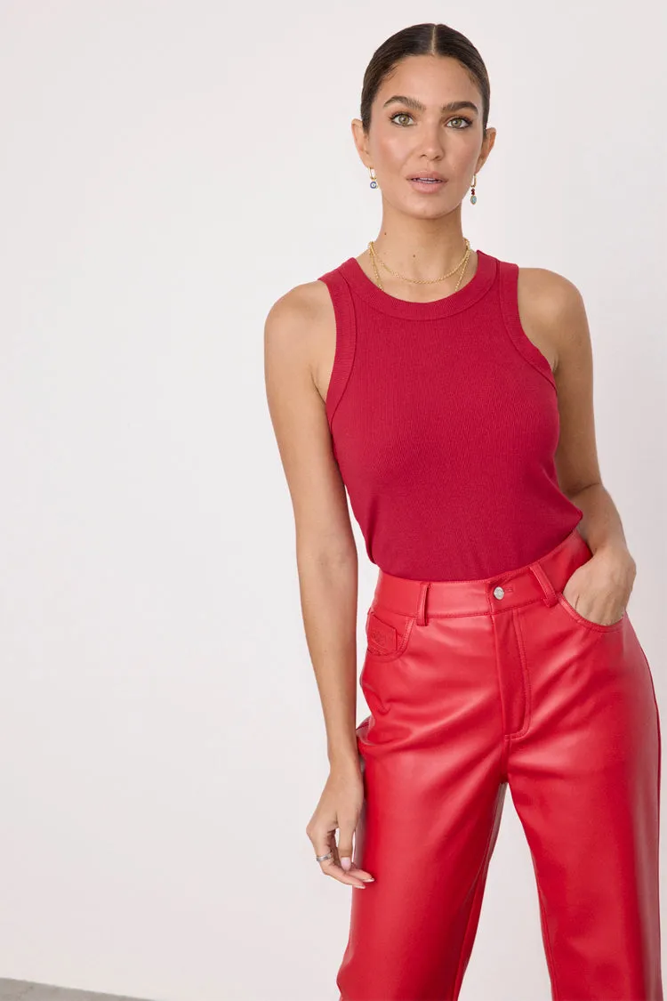 Deep Red Rib Tank Top sold by Never Fully Dressed product image thumbnail 3