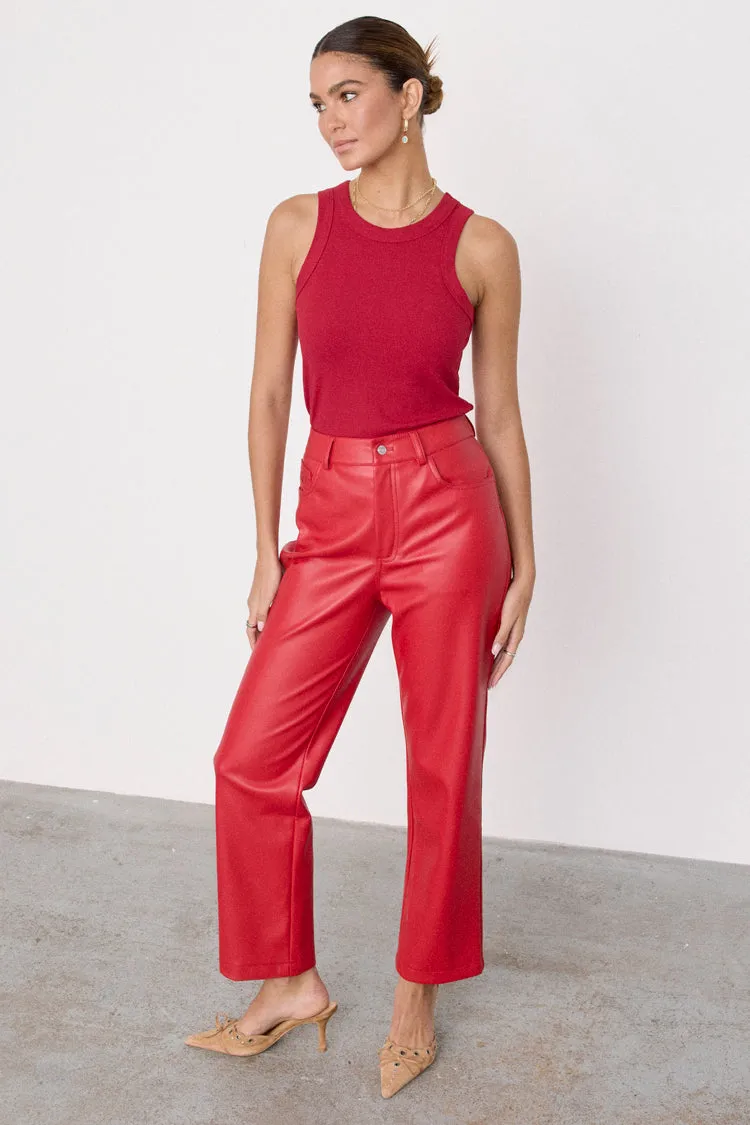 Deep Red Rib Tank Top sold by Never Fully Dressed product image thumbnail 4