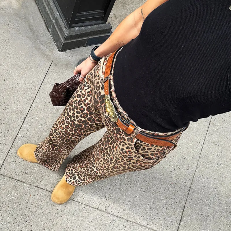 Leopard Lucia Scallop Detail Jeans sold by Never Fully Dressed