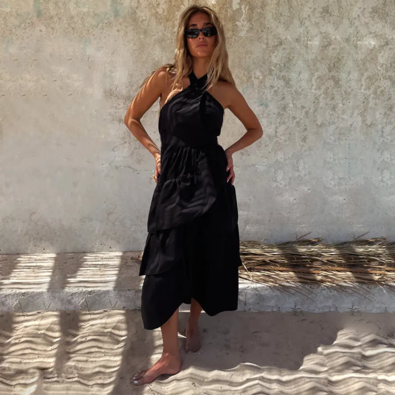 Black Matilda Wrap Dress sold by Never Fully Dressed