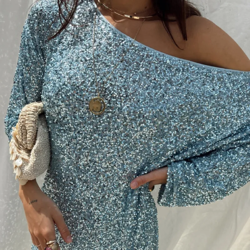 Ice Blue Sequin Jem Dress sold by Never Fully Dressed