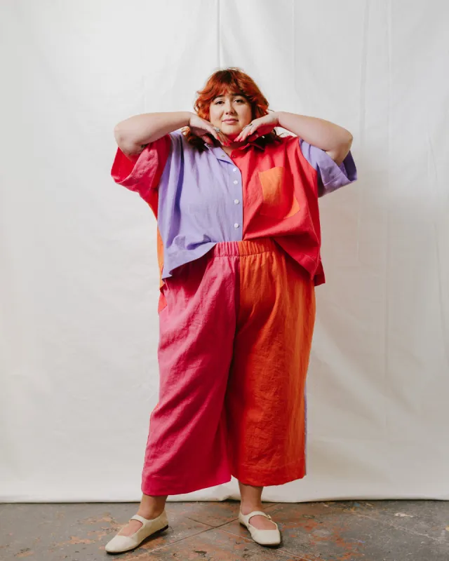 Mid Easy Flare in Posy Linen (Side Seam Pockets - No Back Pocket) (RTS) sold by Nettle Studios