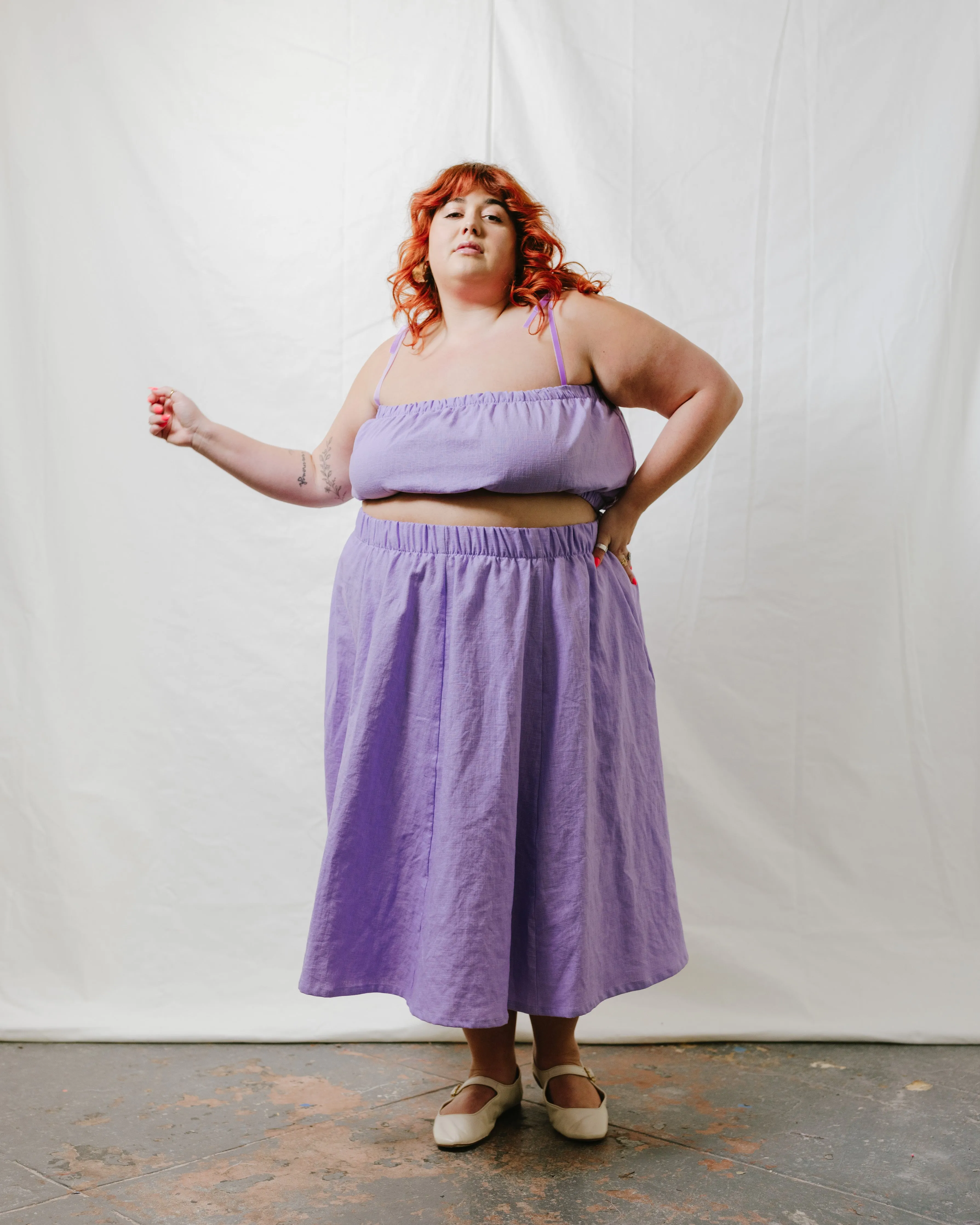 Midi Skirt in Lavender Linen sold by Nettle Studios product image thumbnail 5