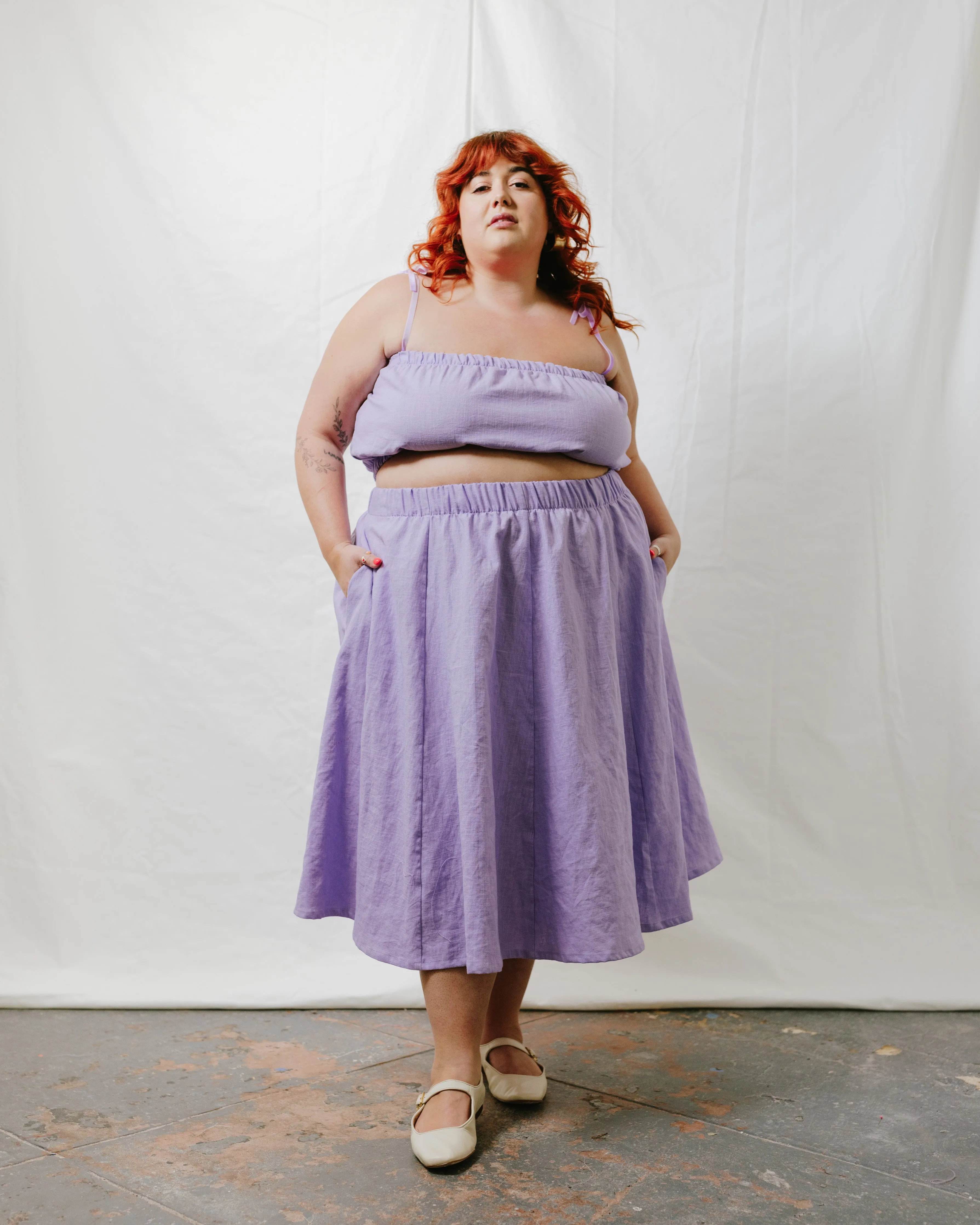 Midi Skirt in Lavender Linen sold by Nettle Studios product image thumbnail 3