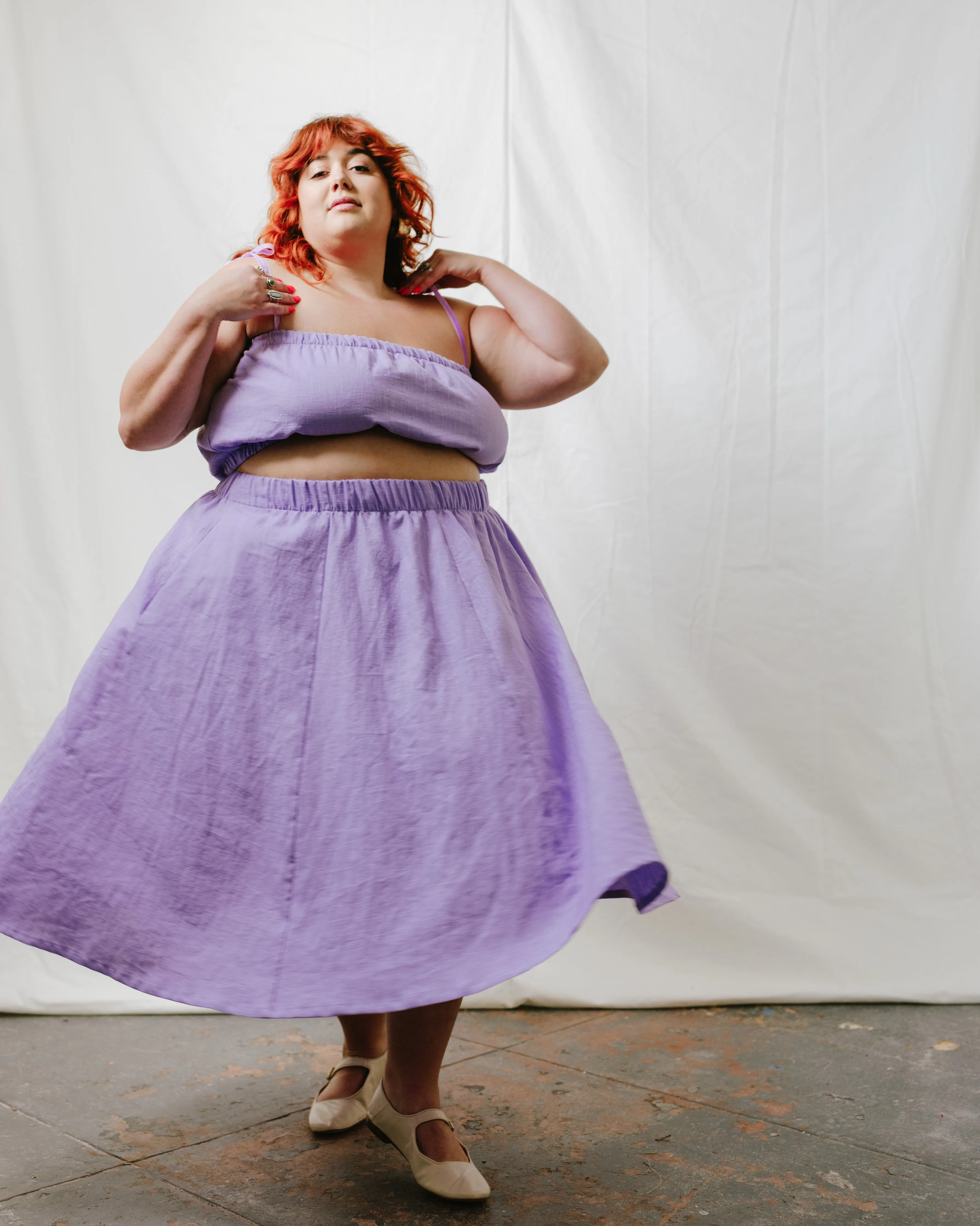 Midi Skirt in Lavender Linen sold by Nettle Studios product image thumbnail 2