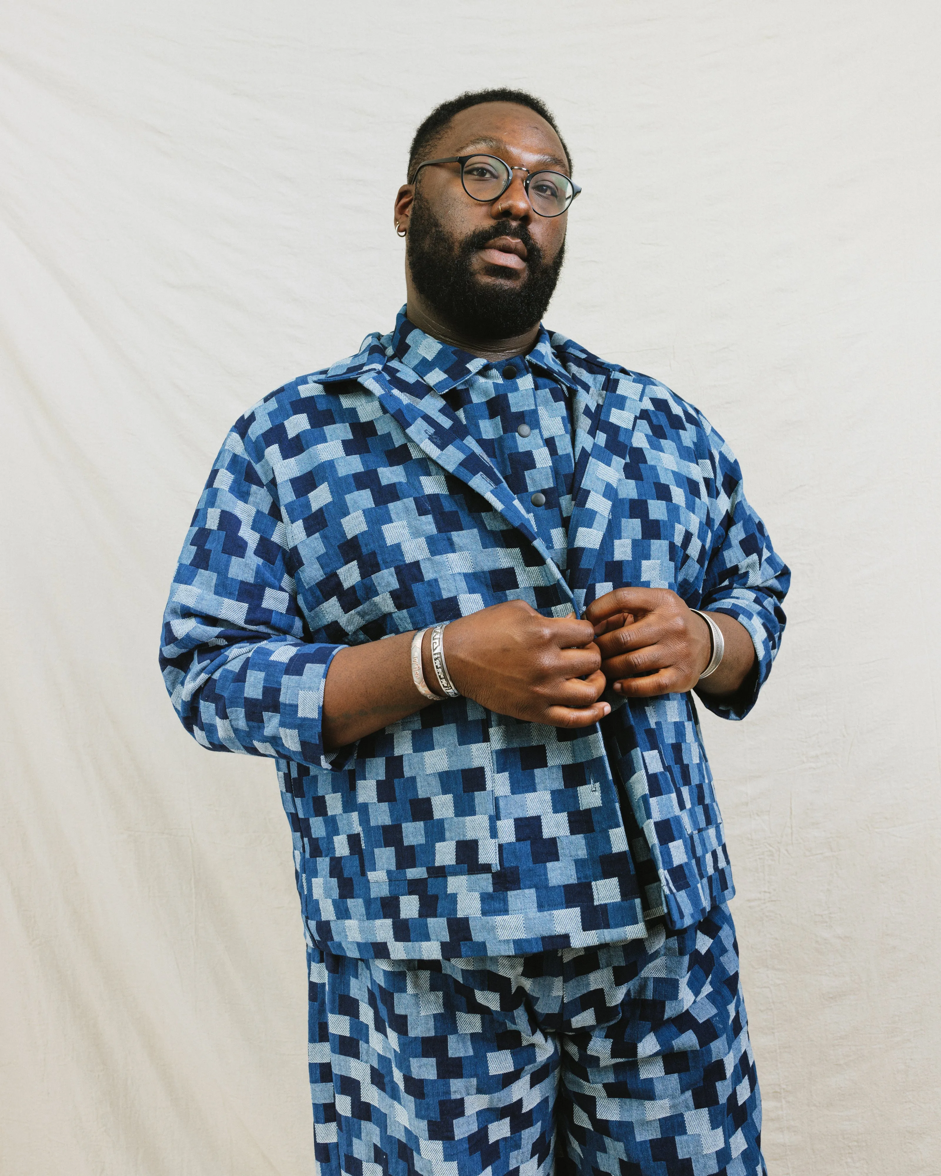 Chore Jacket in Patchwork Denim sold by Nettle Studios