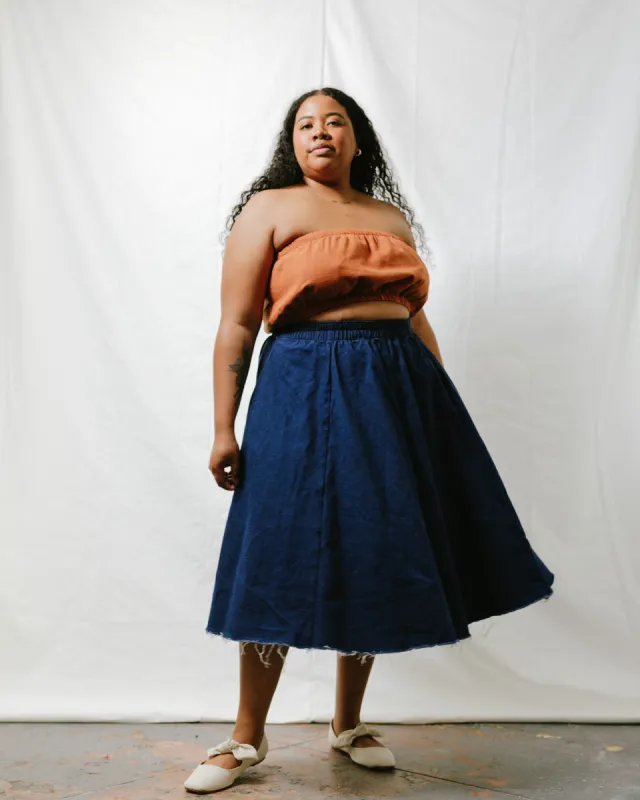 Midi Skirt in Denim sold by Nettle Studios