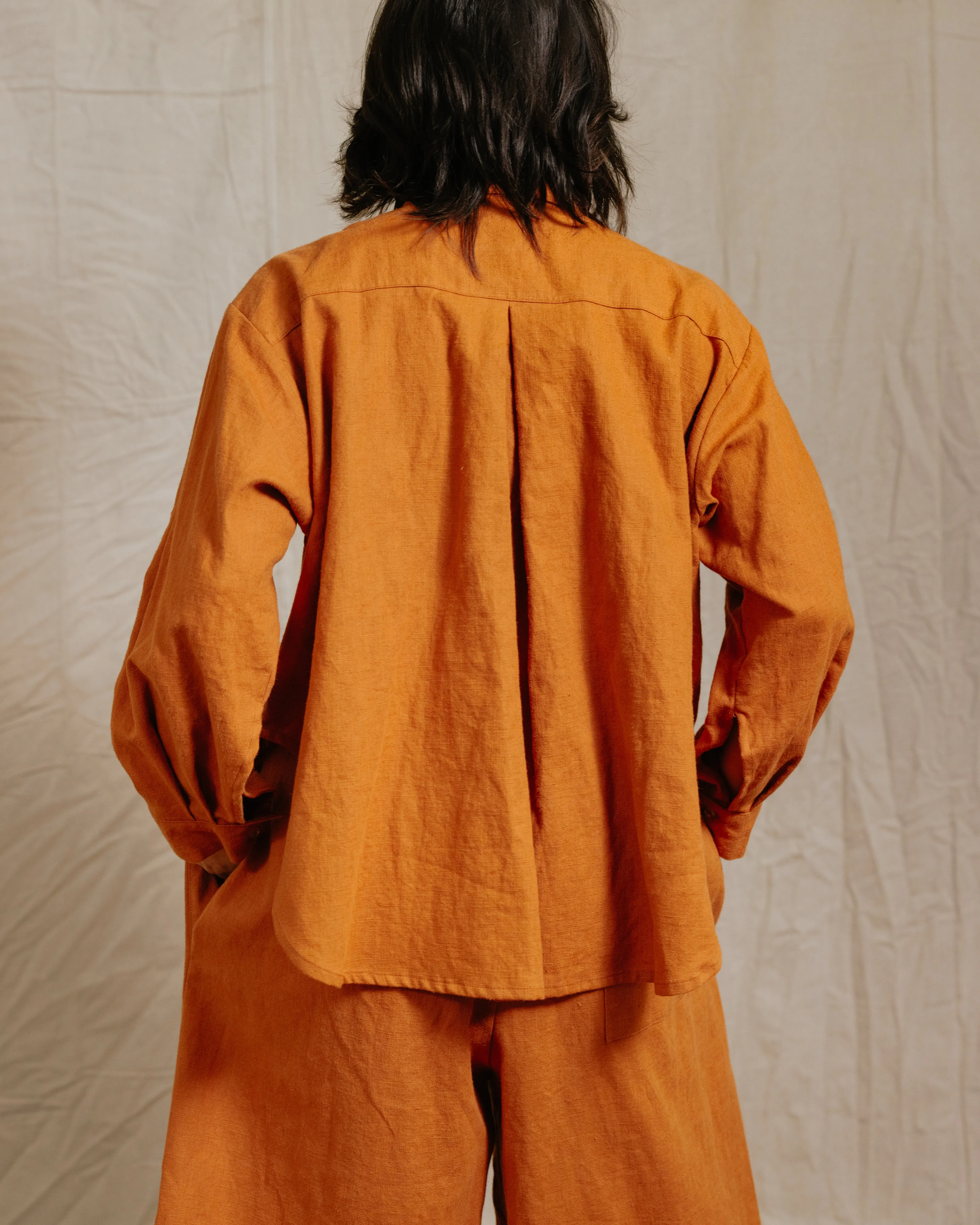 Soft Volume Long Sleeve Top in Rust Linen (RTS) sold by Nettle Studios product image thumbnail 4