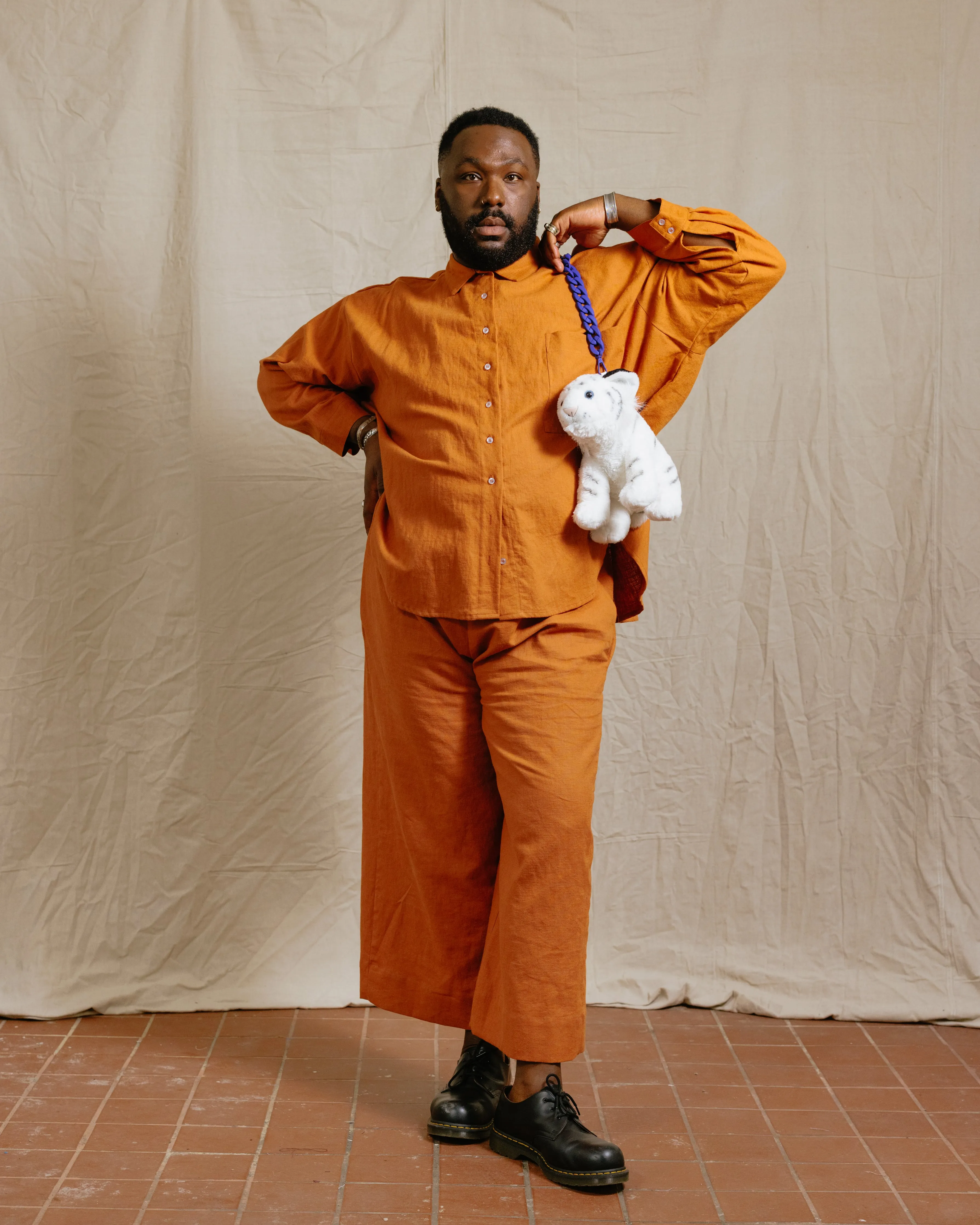 Soft Volume Long Sleeve Top in Rust Linen (RTS) sold by Nettle Studios product image thumbnail 3