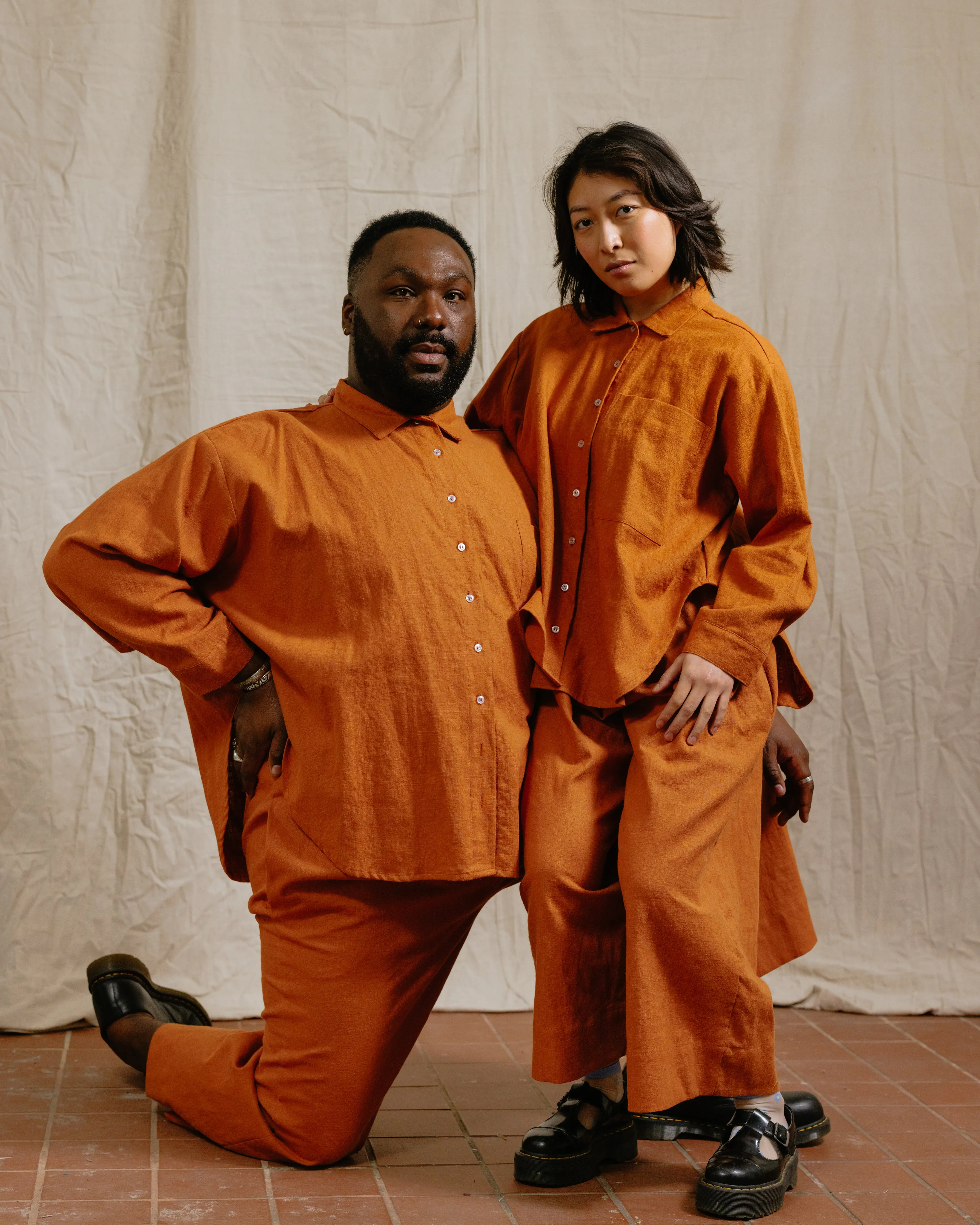 Soft Volume Long Sleeve Top in Rust Linen (RTS) sold by Nettle Studios product image thumbnail 2