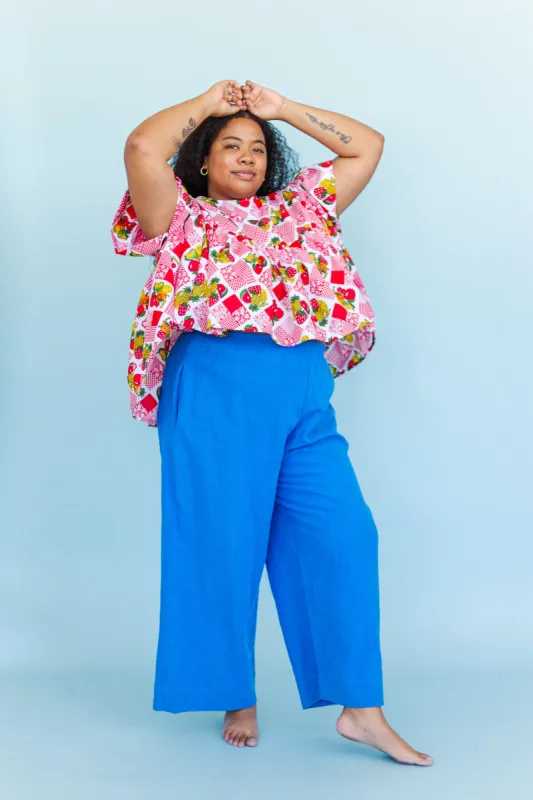 Mid Easy Pant in Cobalt Linen (RTS) sold by Nettle Studios