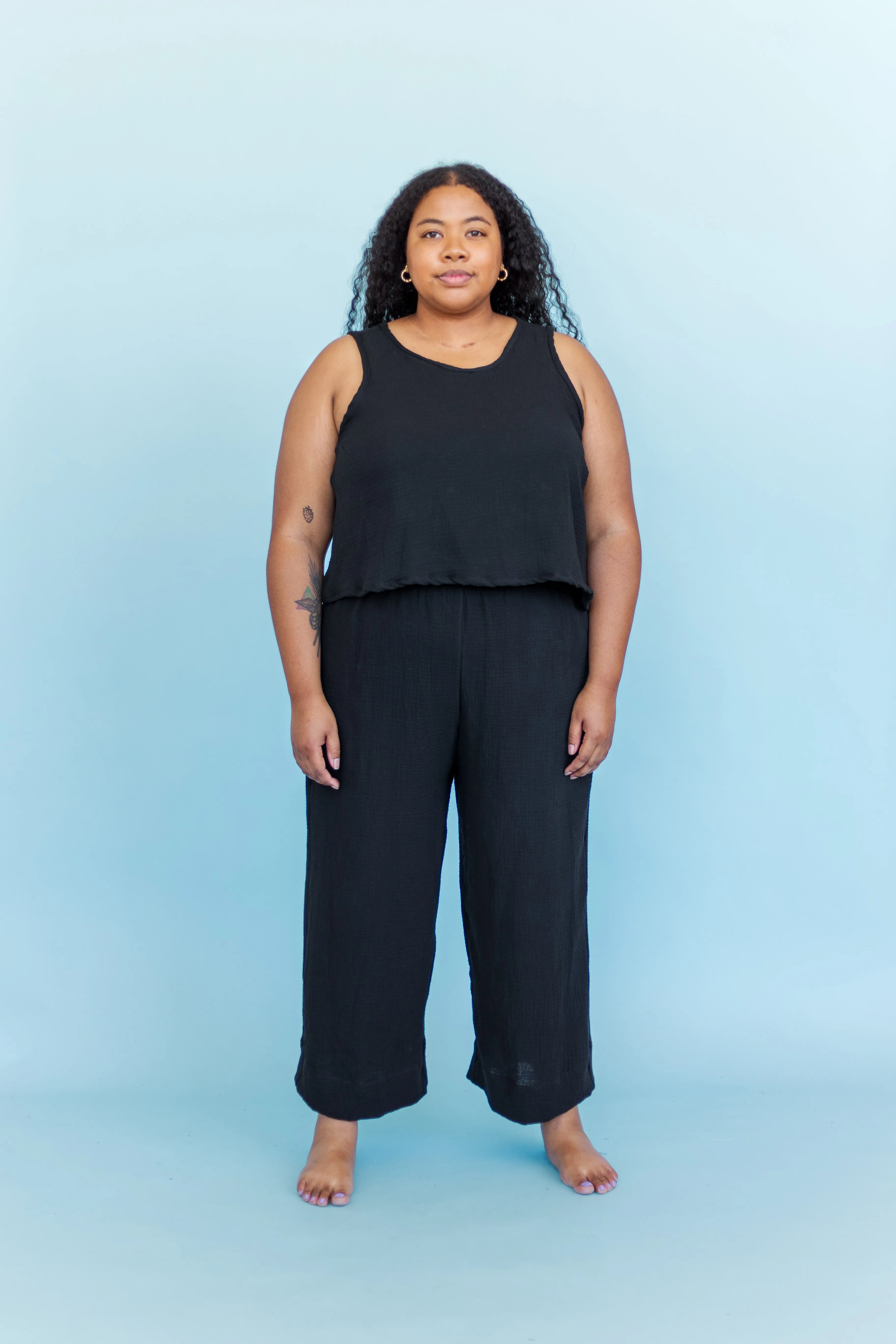 Perfect Tank in Black Cotton Gauze sold by Nettle Studios