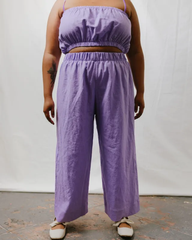 Mid Easy Pant in Lavender Linen sold by Nettle Studios