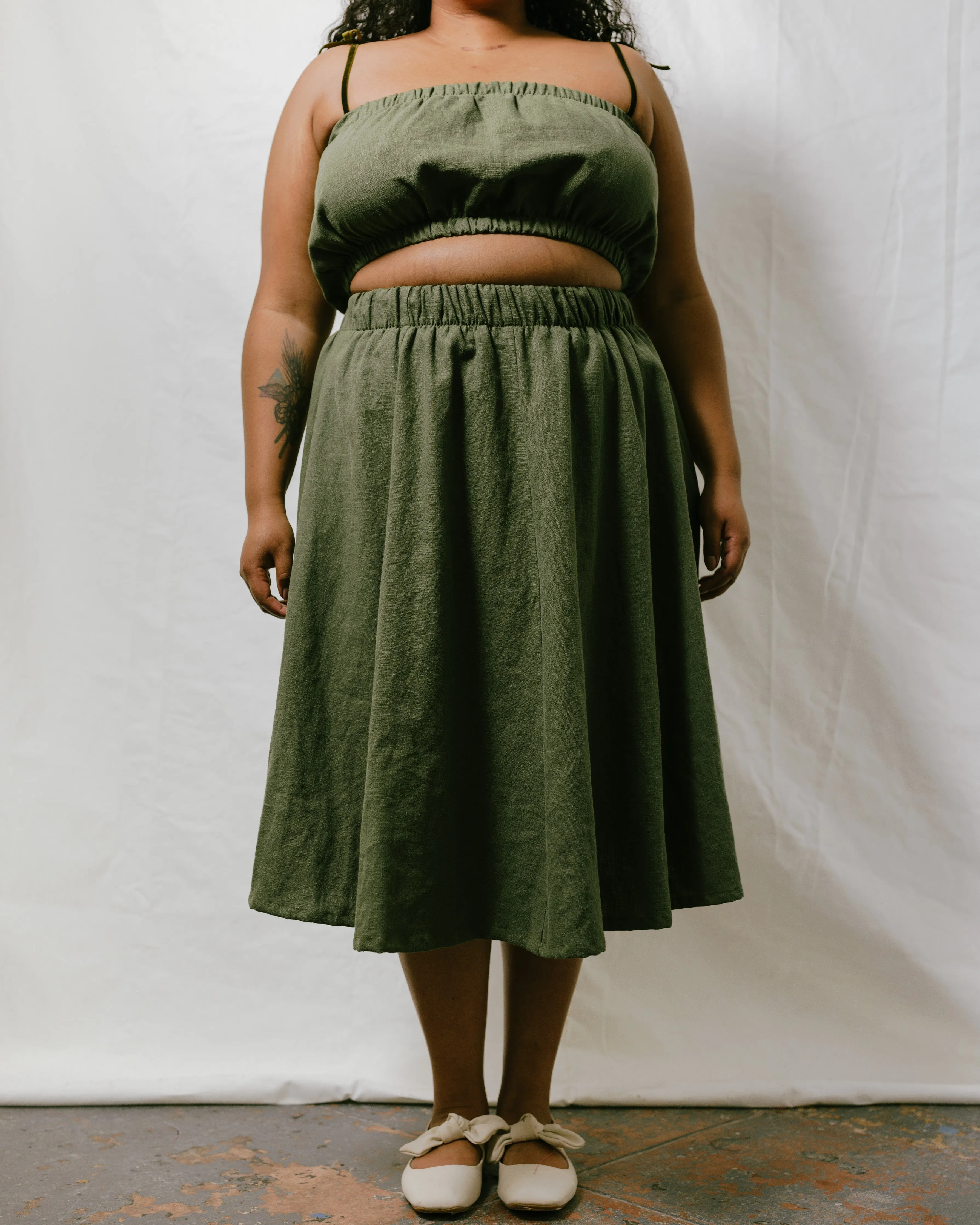 Midi Skirt in Olive Linen sold by Nettle Studios product image thumbnail 5