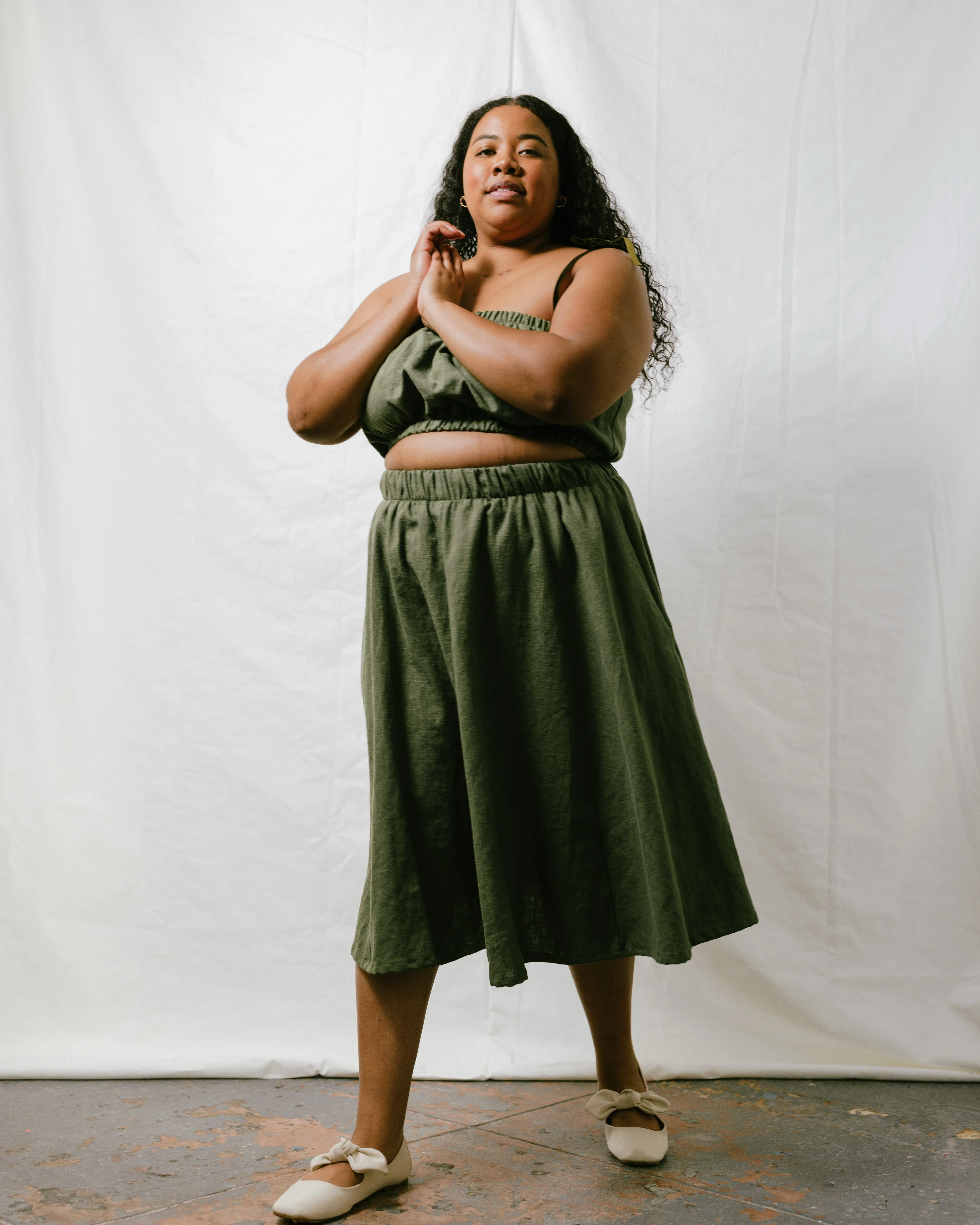 Midi Skirt in Olive Linen sold by Nettle Studios product image thumbnail 2