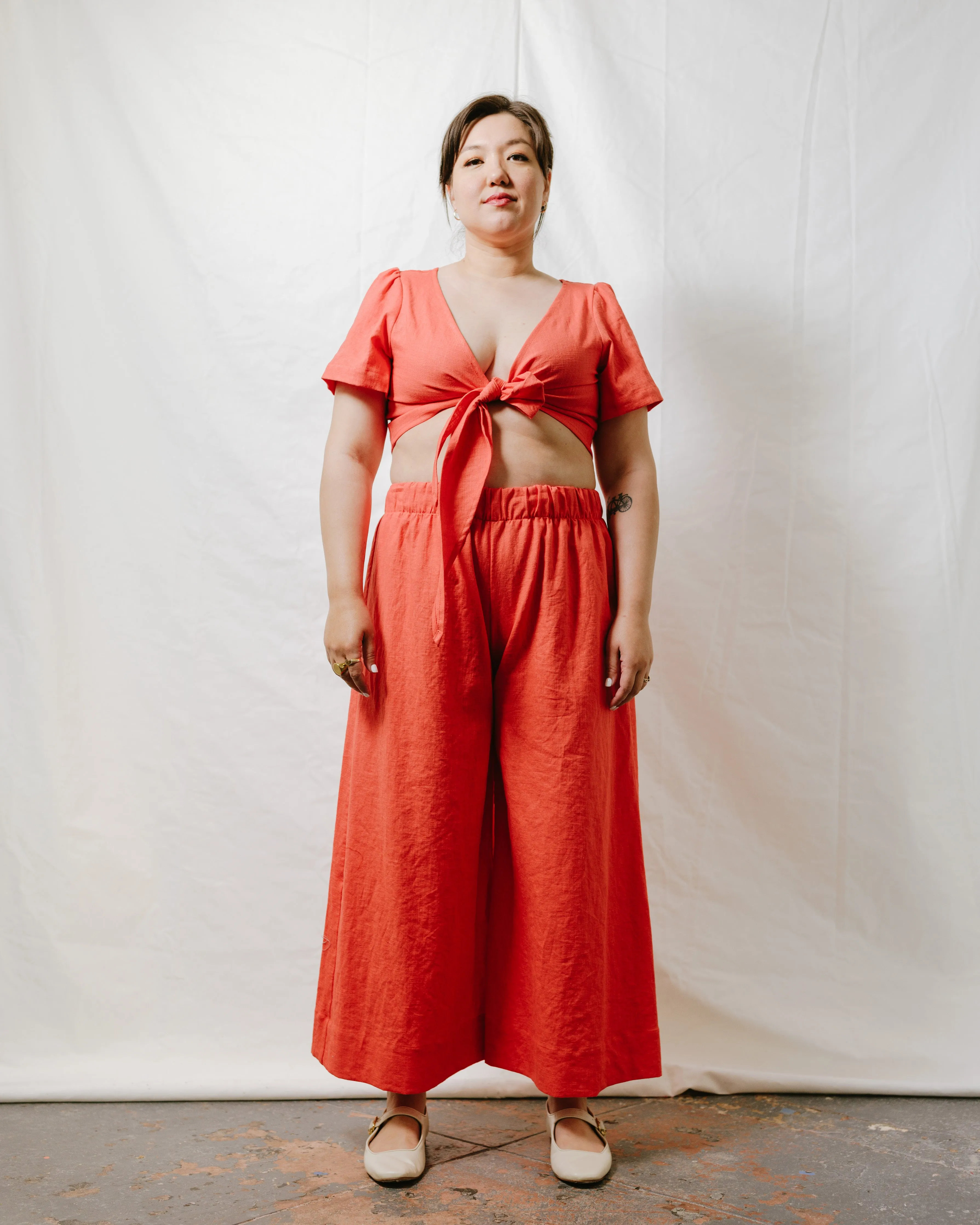 Tied Back to Front Top in Poppy Linen sold by Nettle Studios product image thumbnail 2