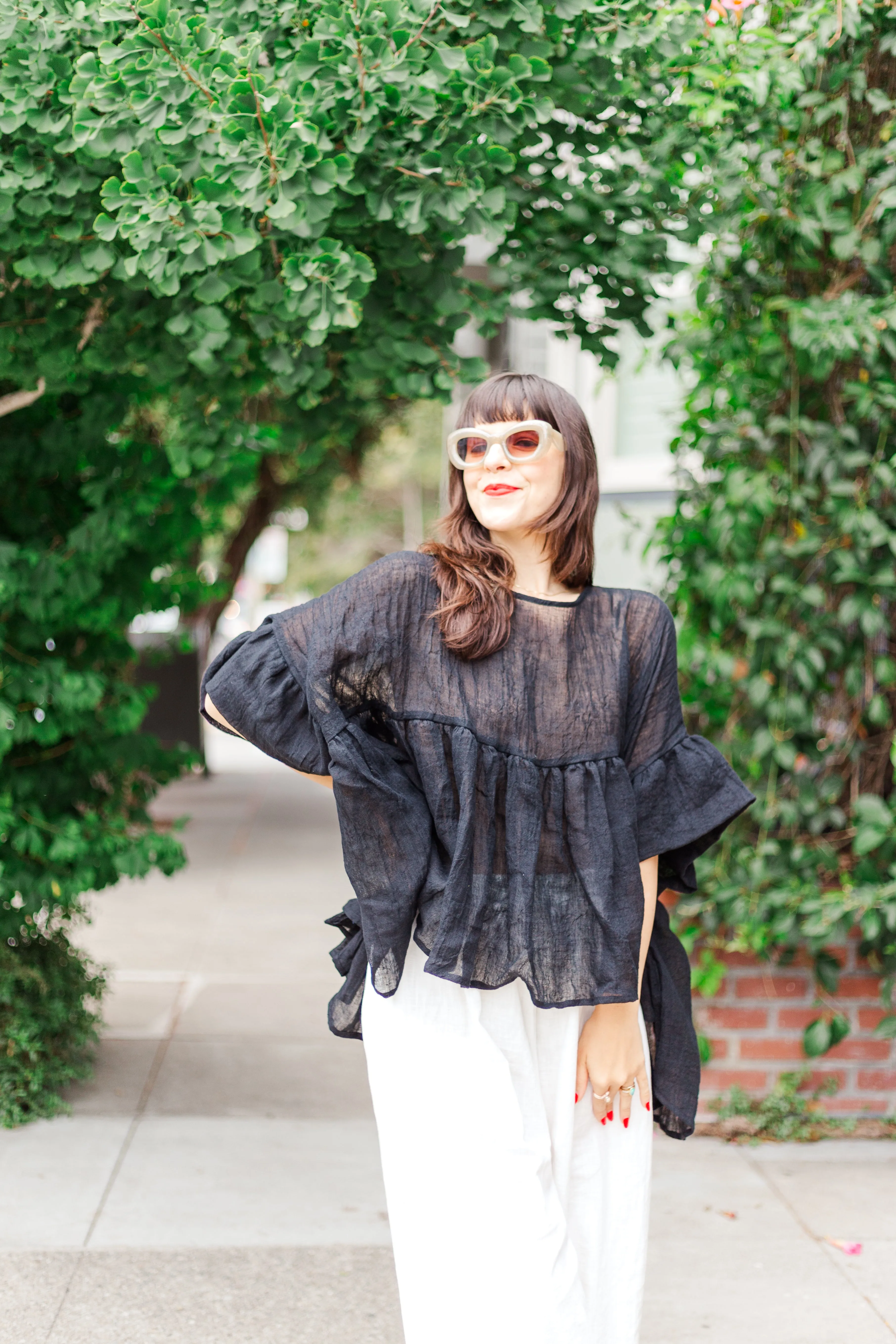 Mushroom Top in Black Linen Wool (RTS) sold by Nettle Studios product image thumbnail 5