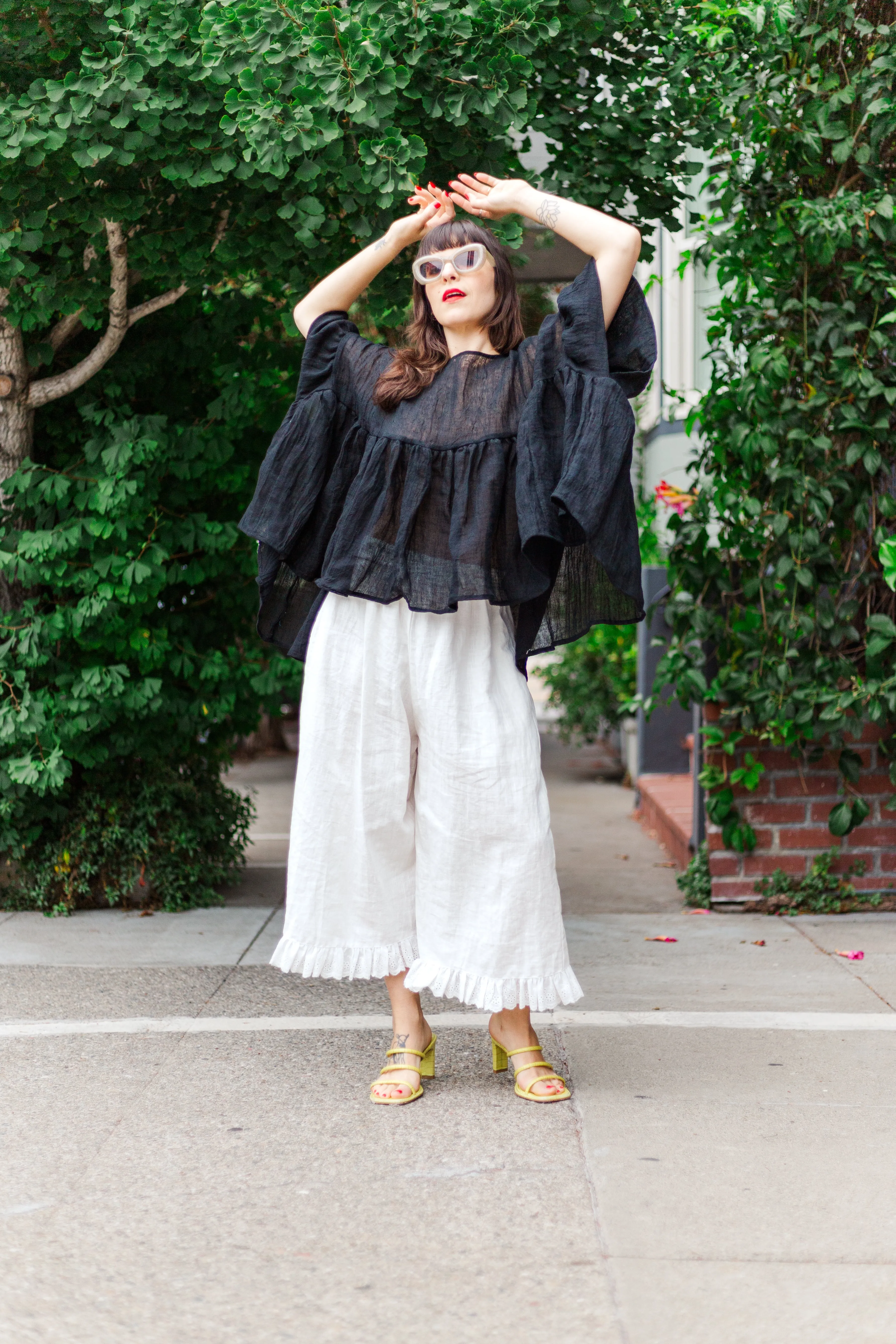 Mushroom Top in Black Linen Wool (RTS) sold by Nettle Studios product image thumbnail 4