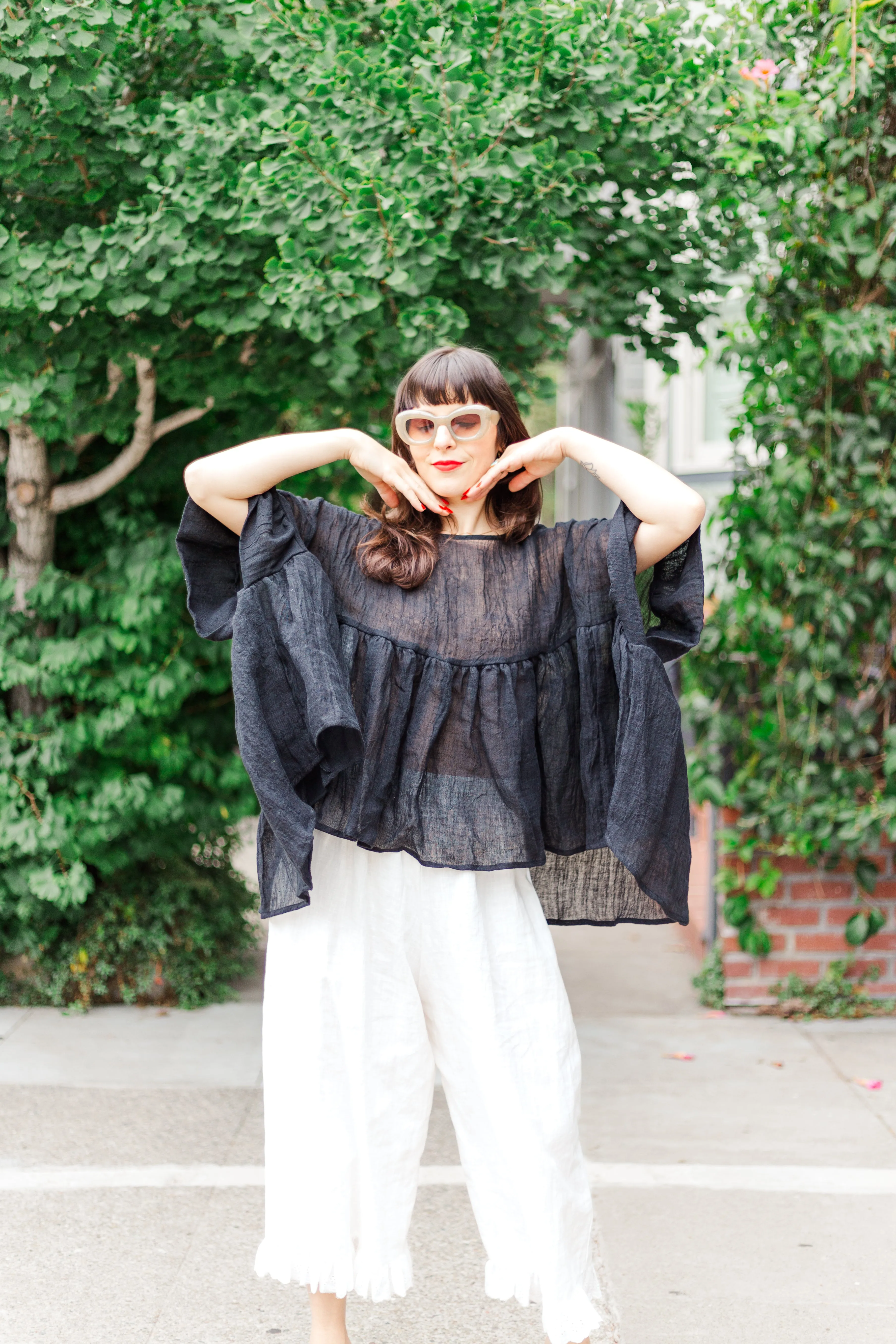 Mushroom Top in Black Linen Wool (RTS) sold by Nettle Studios