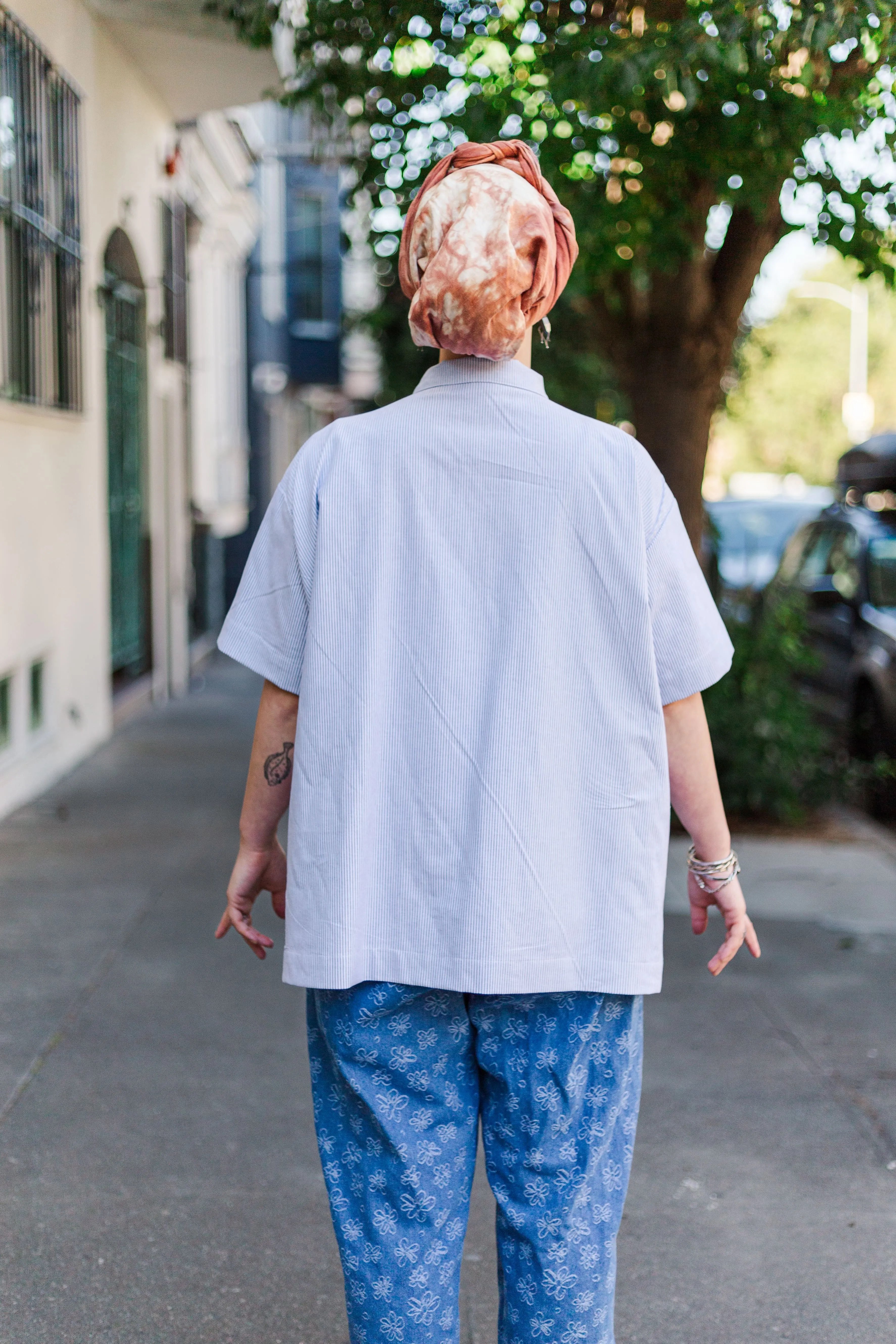 Boxy Collared Tunic in Blue Stripe (RTS) sold by Nettle Studios product image thumbnail 3