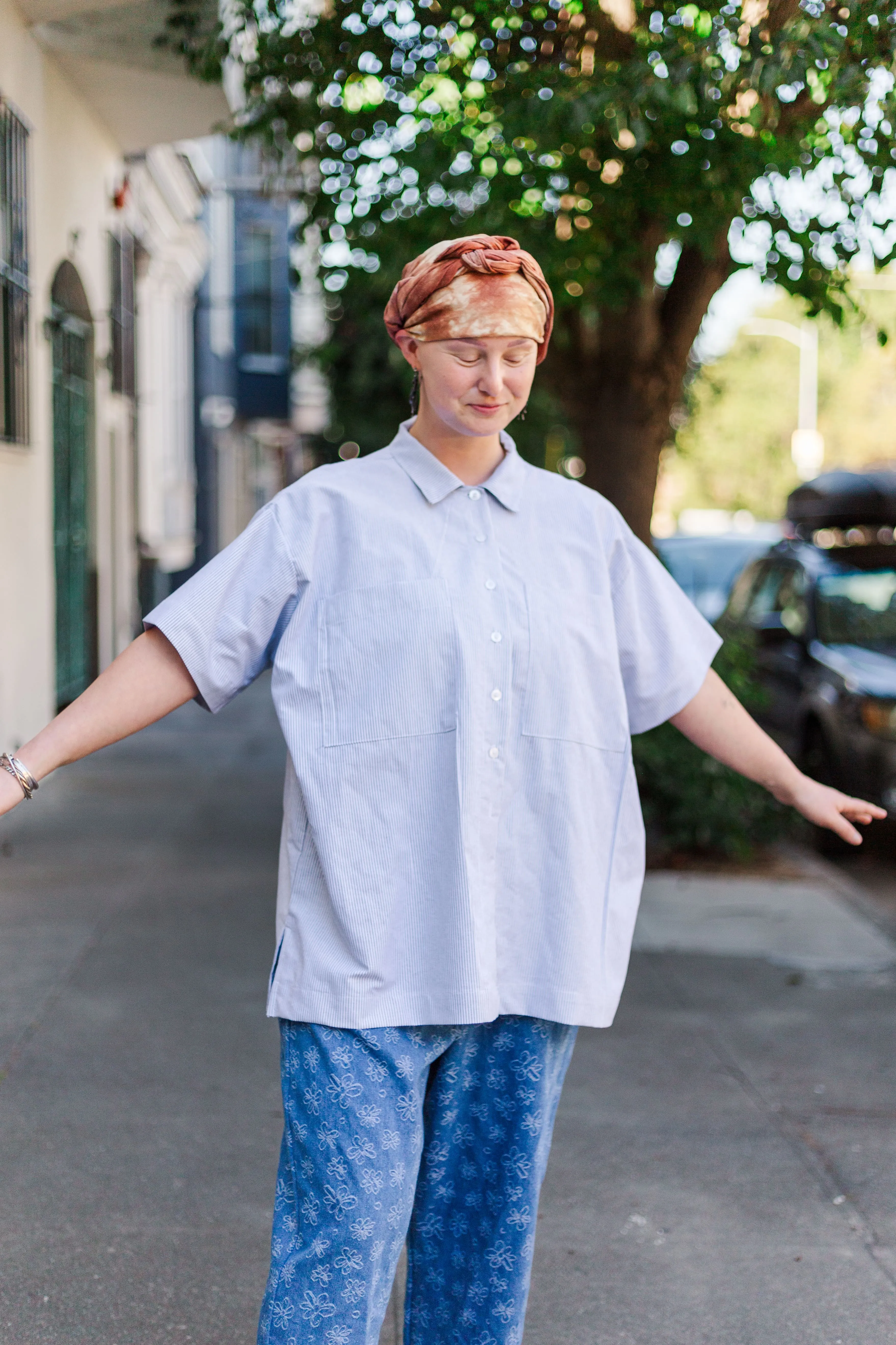 Boxy Collared Tunic in Blue Stripe (RTS) sold by Nettle Studios product image thumbnail 2