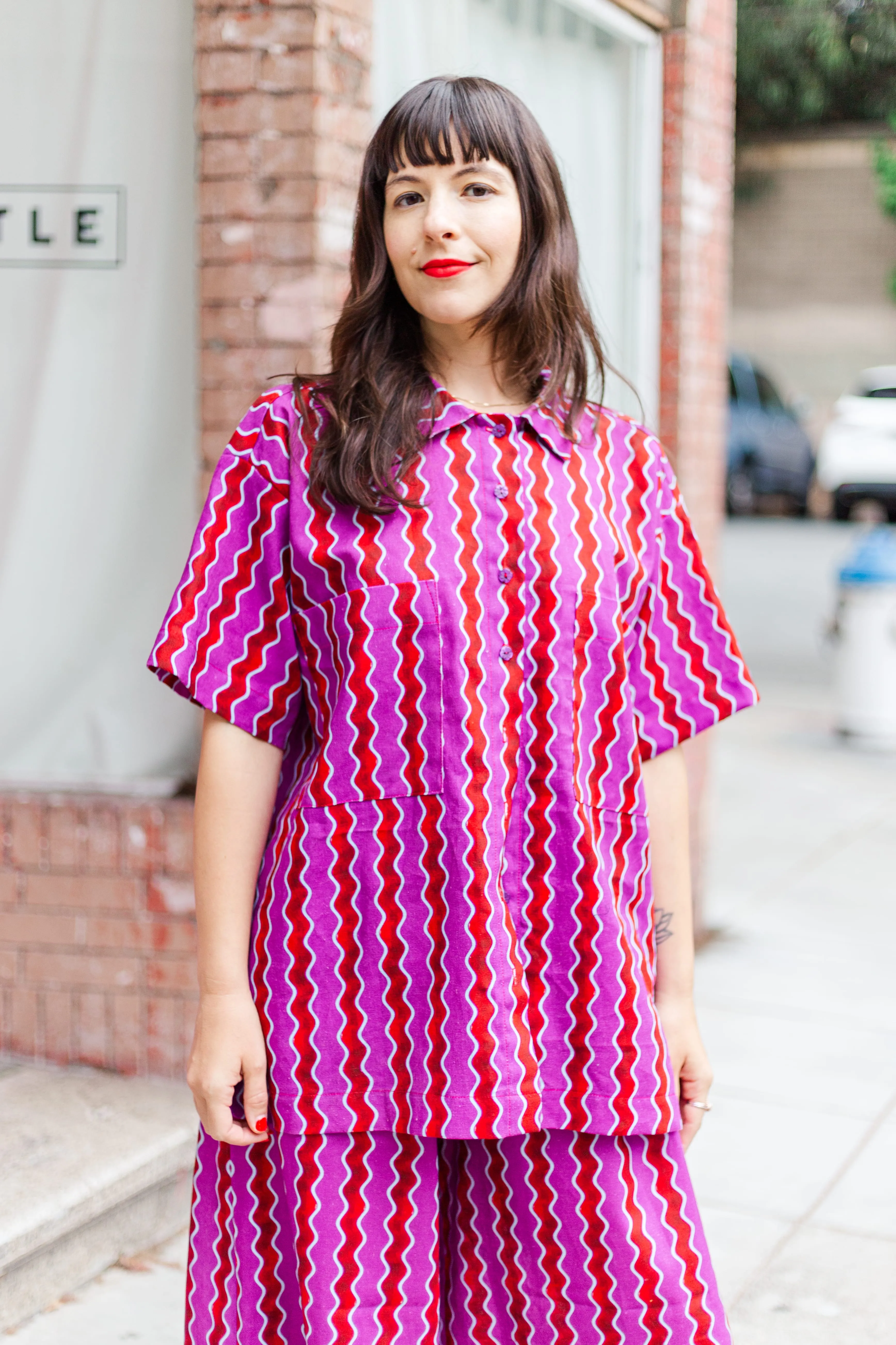 Boxy Collared Tunic in Wavy Linen sold by Nettle Studios product image thumbnail 2