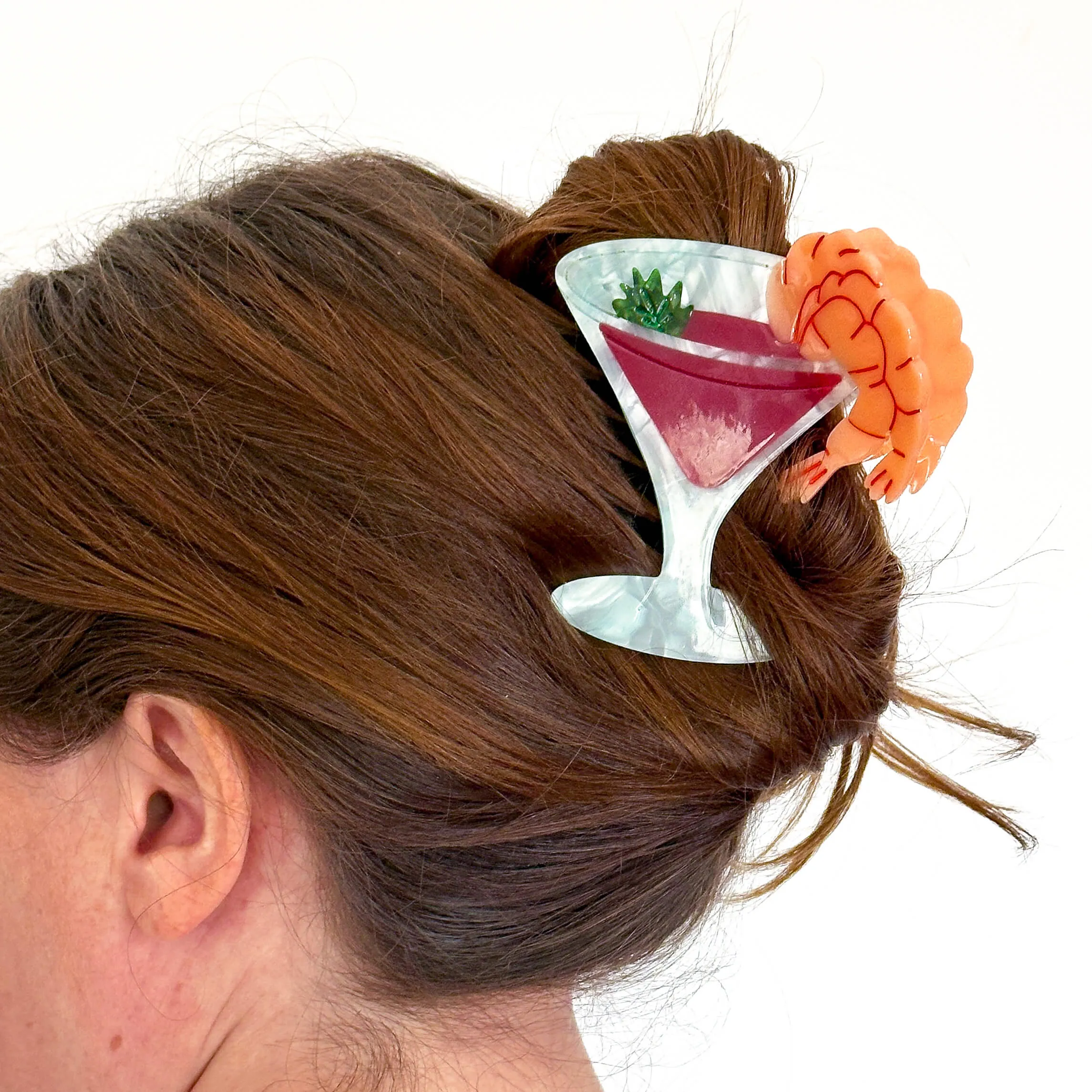 Large Shrimp Cocktail Hair Claw Clip sold by Nettle Studios product image thumbnail 2