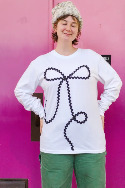 Bow T-Shirt - White/Black- L (RTS) sold by Nettle Studios