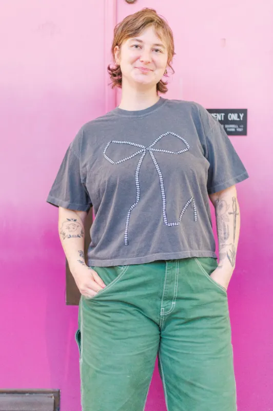 Bow T-Shirt - Charcoal/BlackGingham - XL #2 (RTS) sold by Nettle Studios