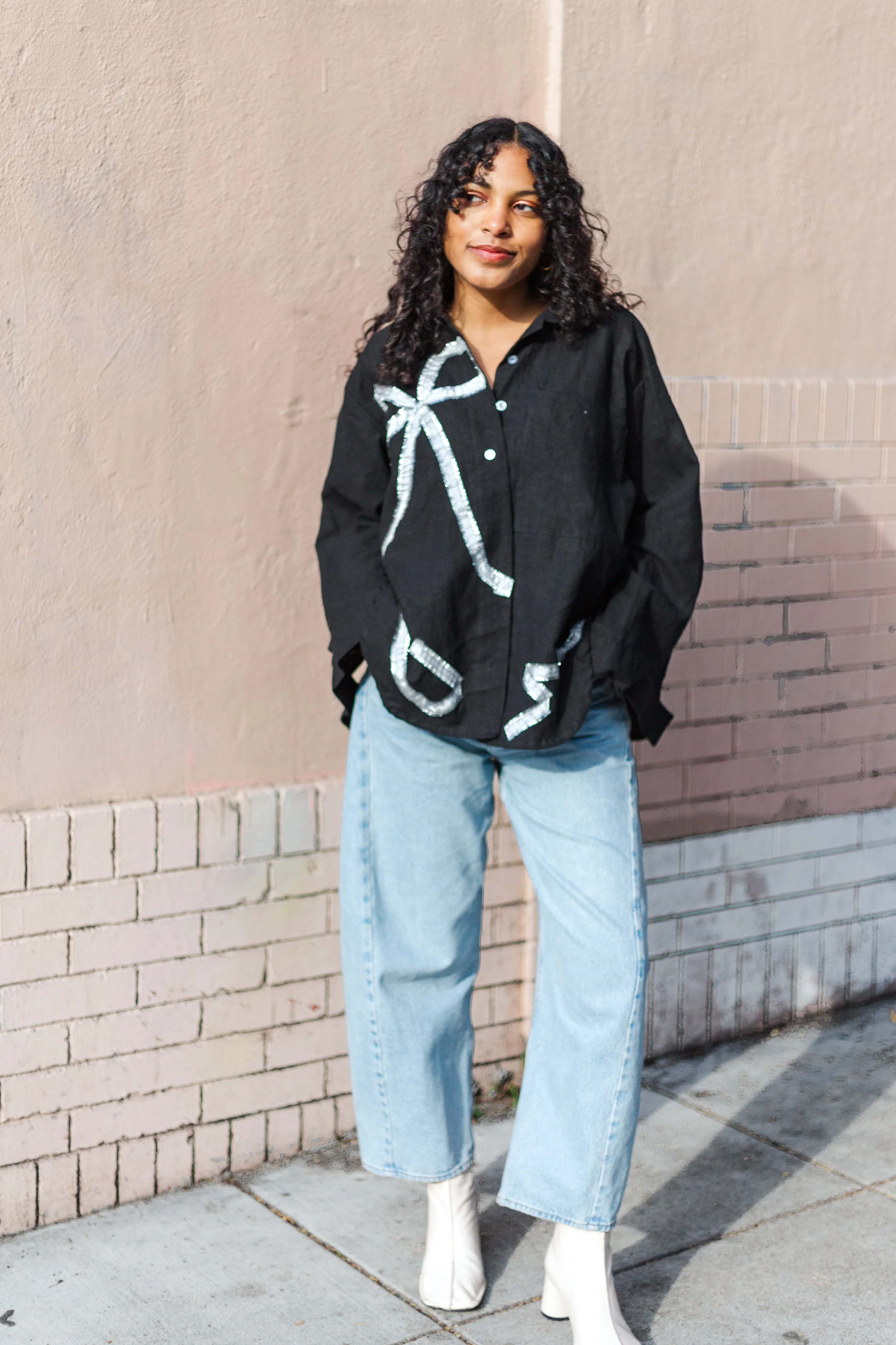 Bow Long Sleeve Top OS- (RTS) sold by Nettle Studios product image thumbnail 2