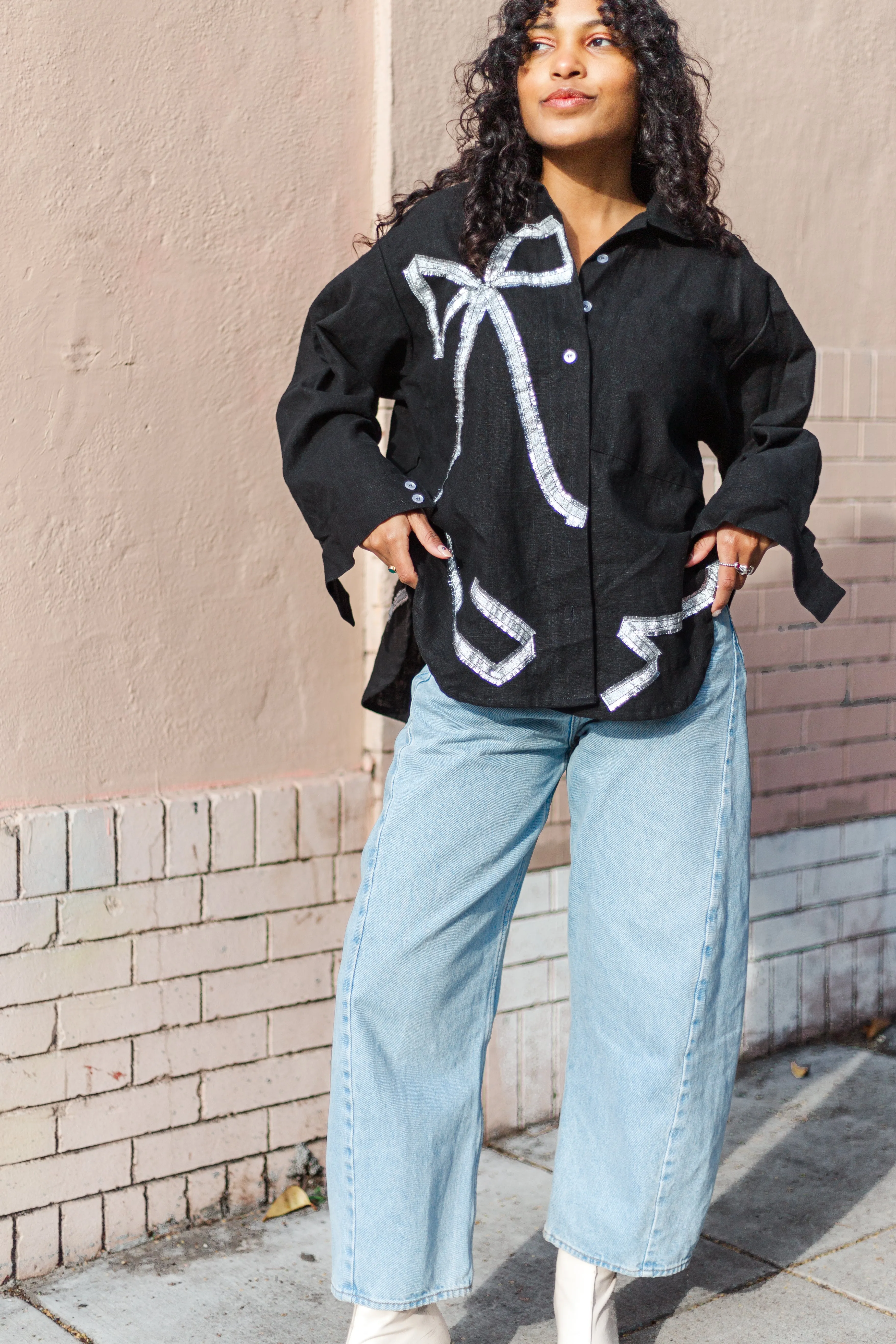 Bow Long Sleeve Top OS- (RTS) sold by Nettle Studios product image thumbnail 3