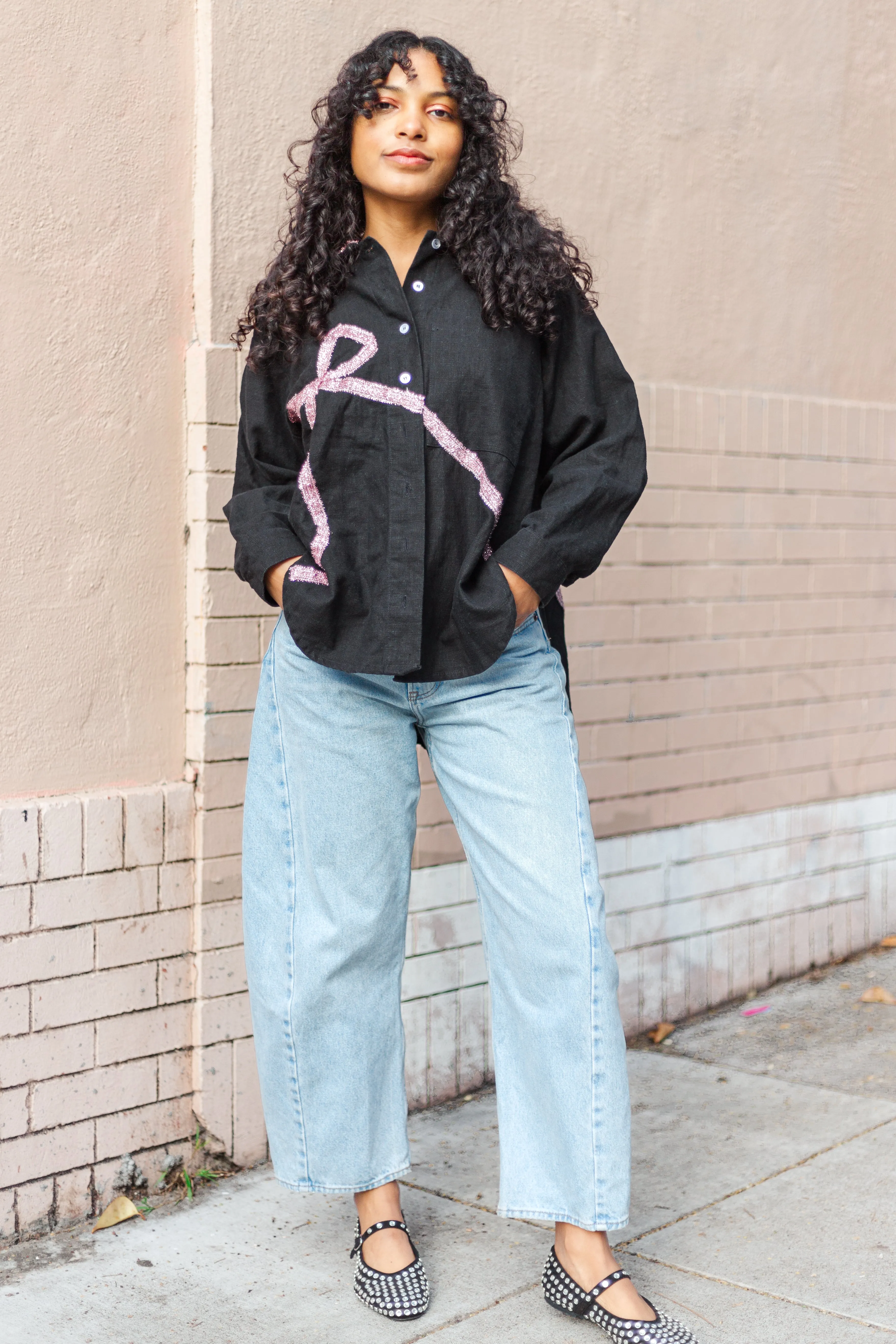 Bow Long Sleeve Top OS- (RTS) sold by Nettle Studios product image thumbnail 3