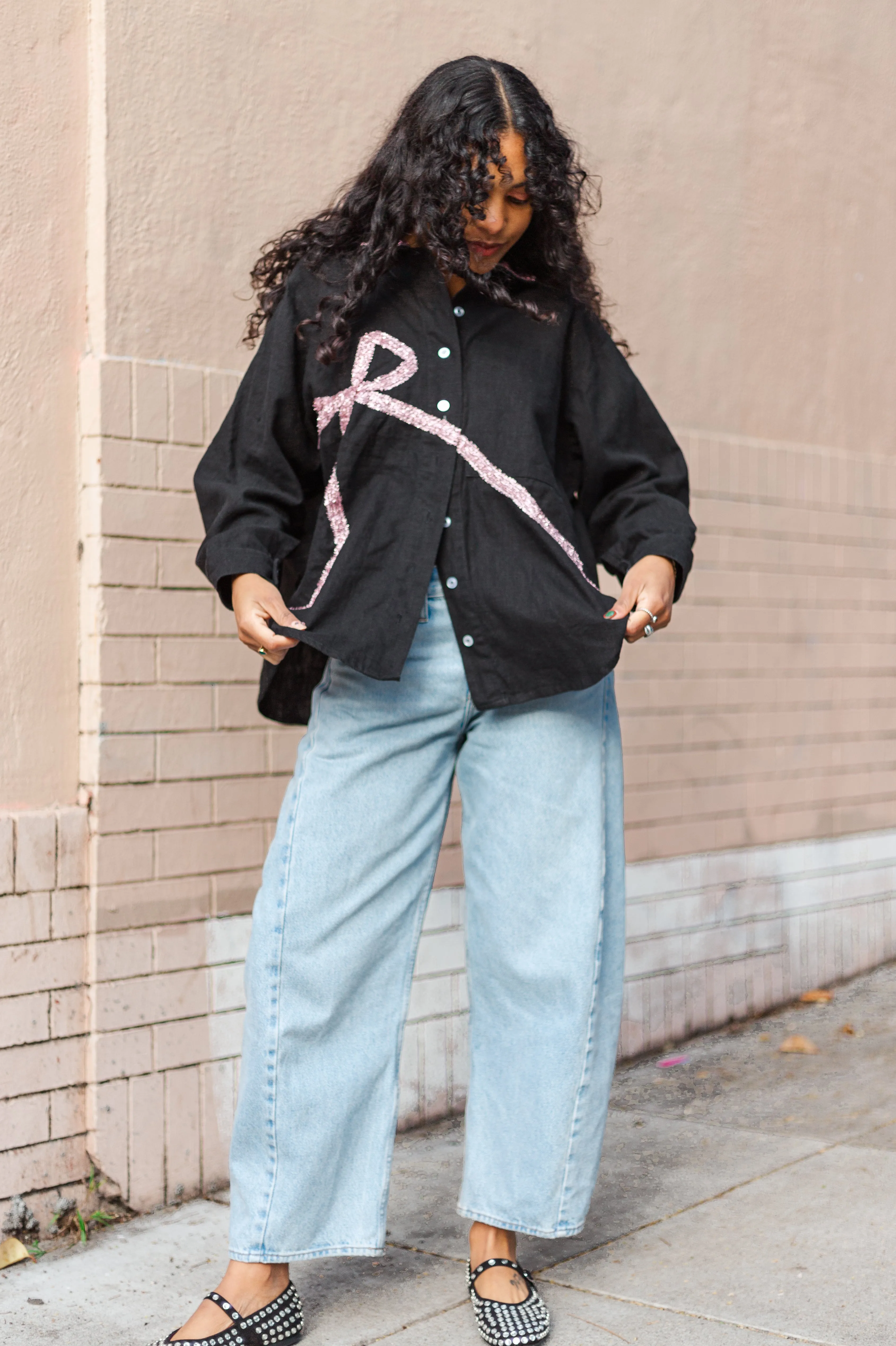 Bow Long Sleeve Top OS- (RTS) sold by Nettle Studios product image thumbnail 4