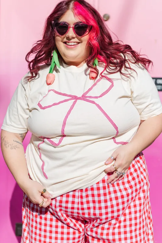 Bow T-Shirt - White/Pink - Size XL (RTS) sold by Nettle Studios