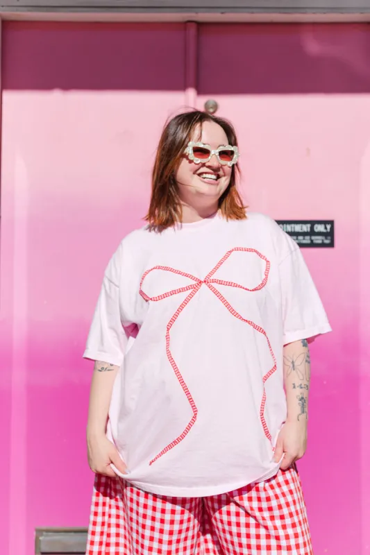 Bow T-Shirt - Pink/Red- Size 2XL (RTS) sold by Nettle Studios