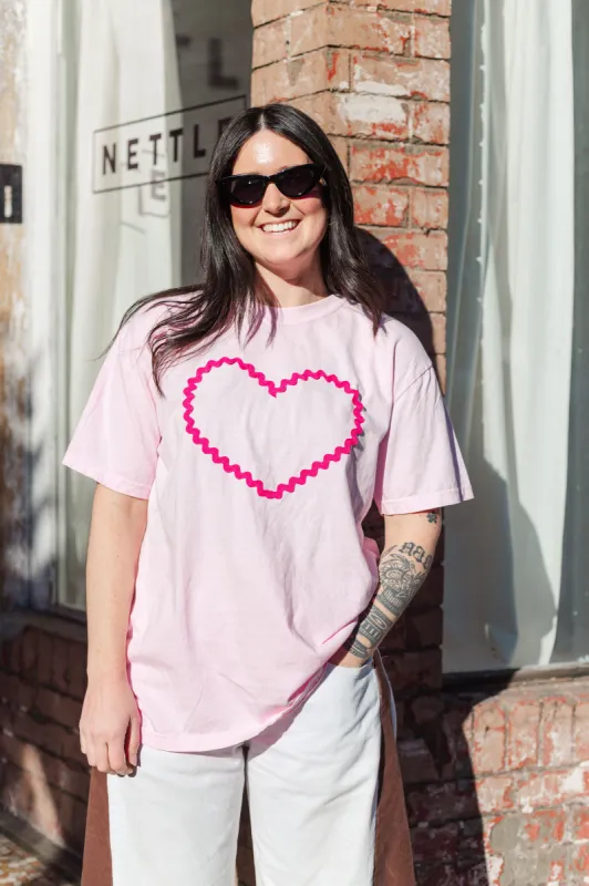 Heart T-Shirt - Pink/Hot Pink - Size L - (RTS) sold by Nettle Studios